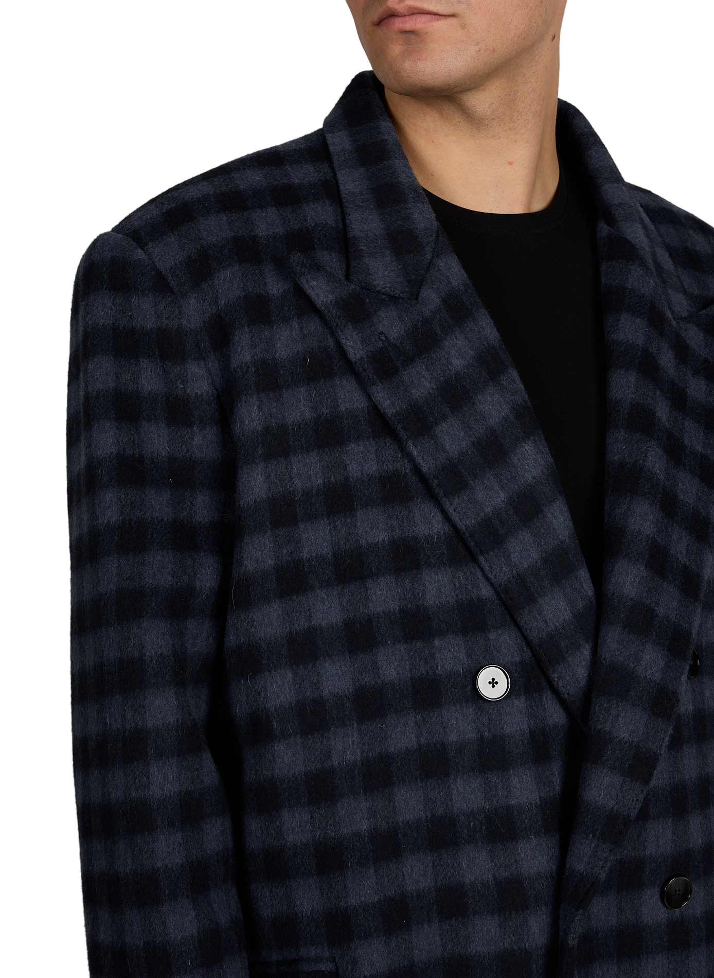 Long checkered coat in blended cotton BENJAMIN BENMOYAL Blue