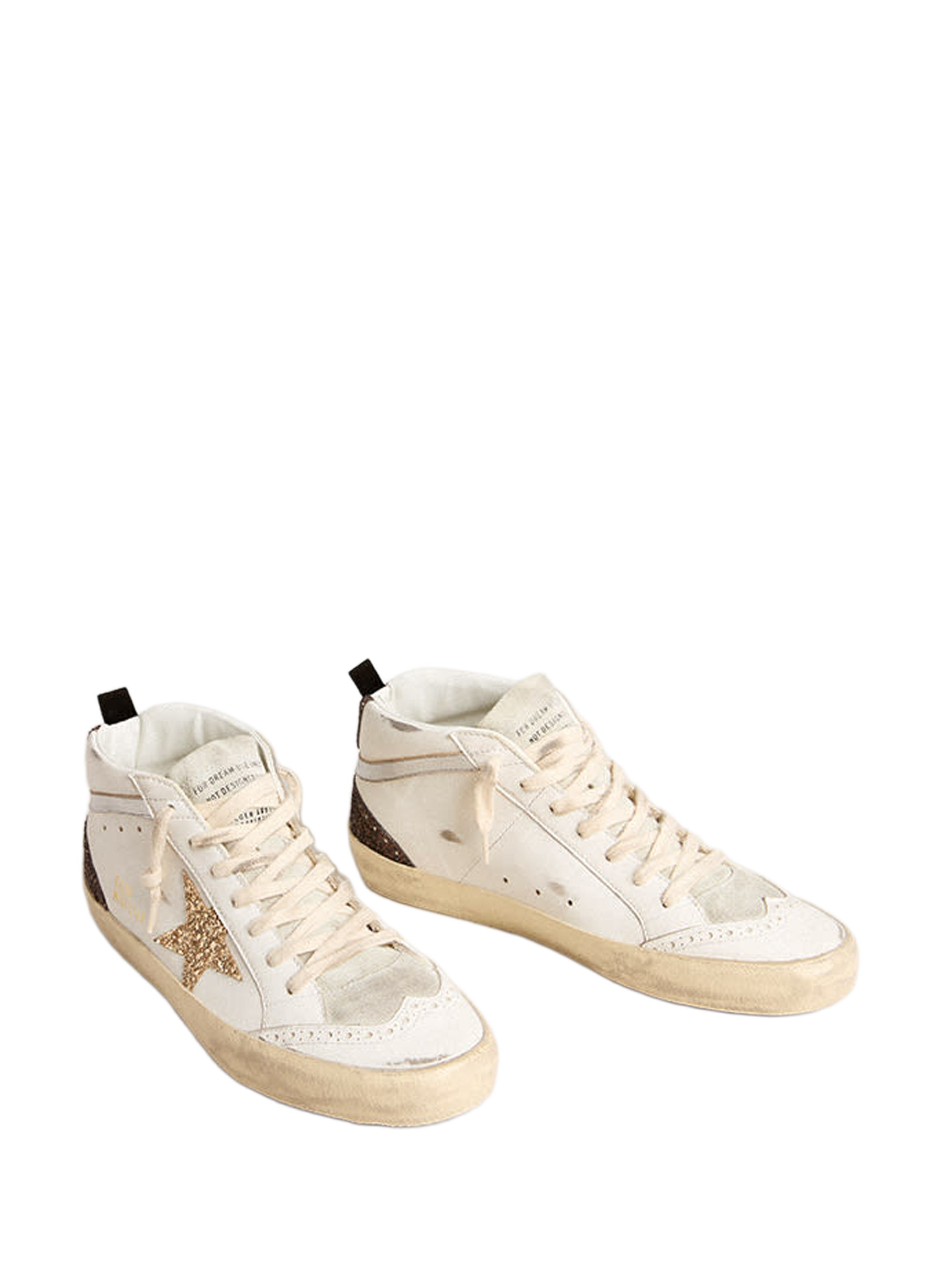 Baskets Mid-Star en cuir mélangé GOLDEN GOOSE Blanc