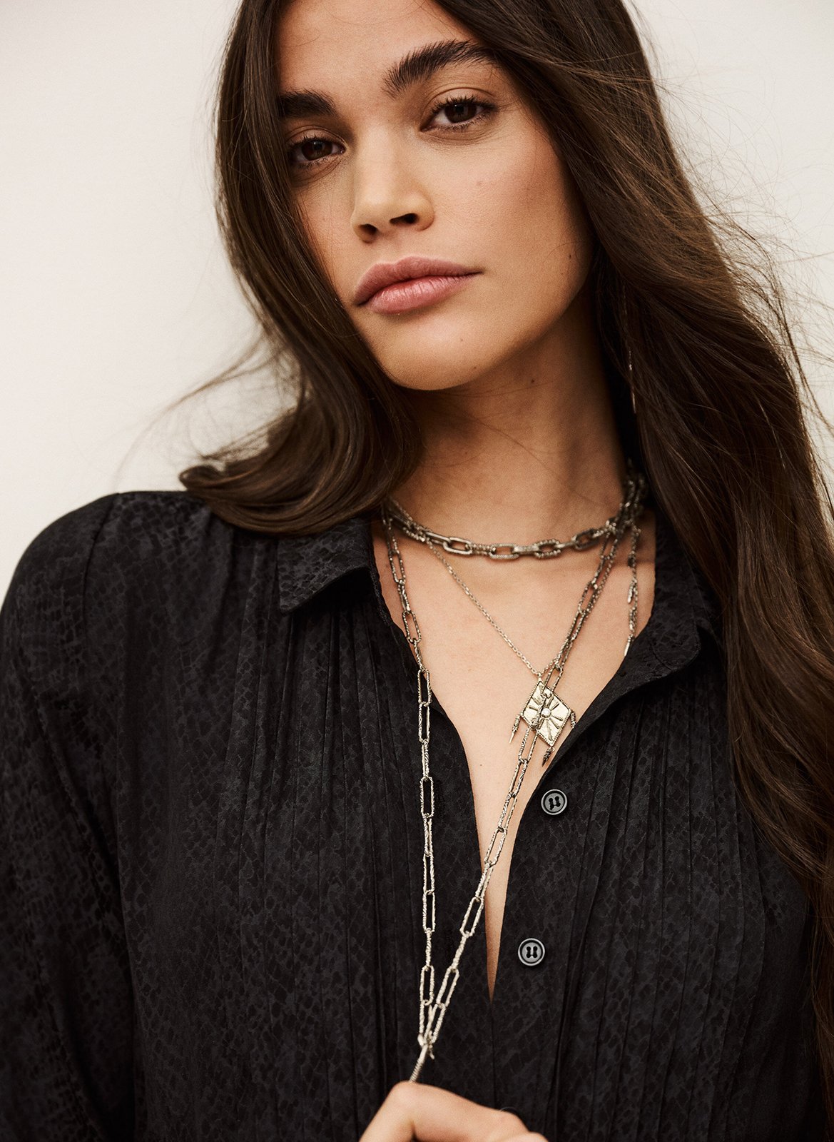 Robe courte col classique imprimée rosyna BA&SH Noir