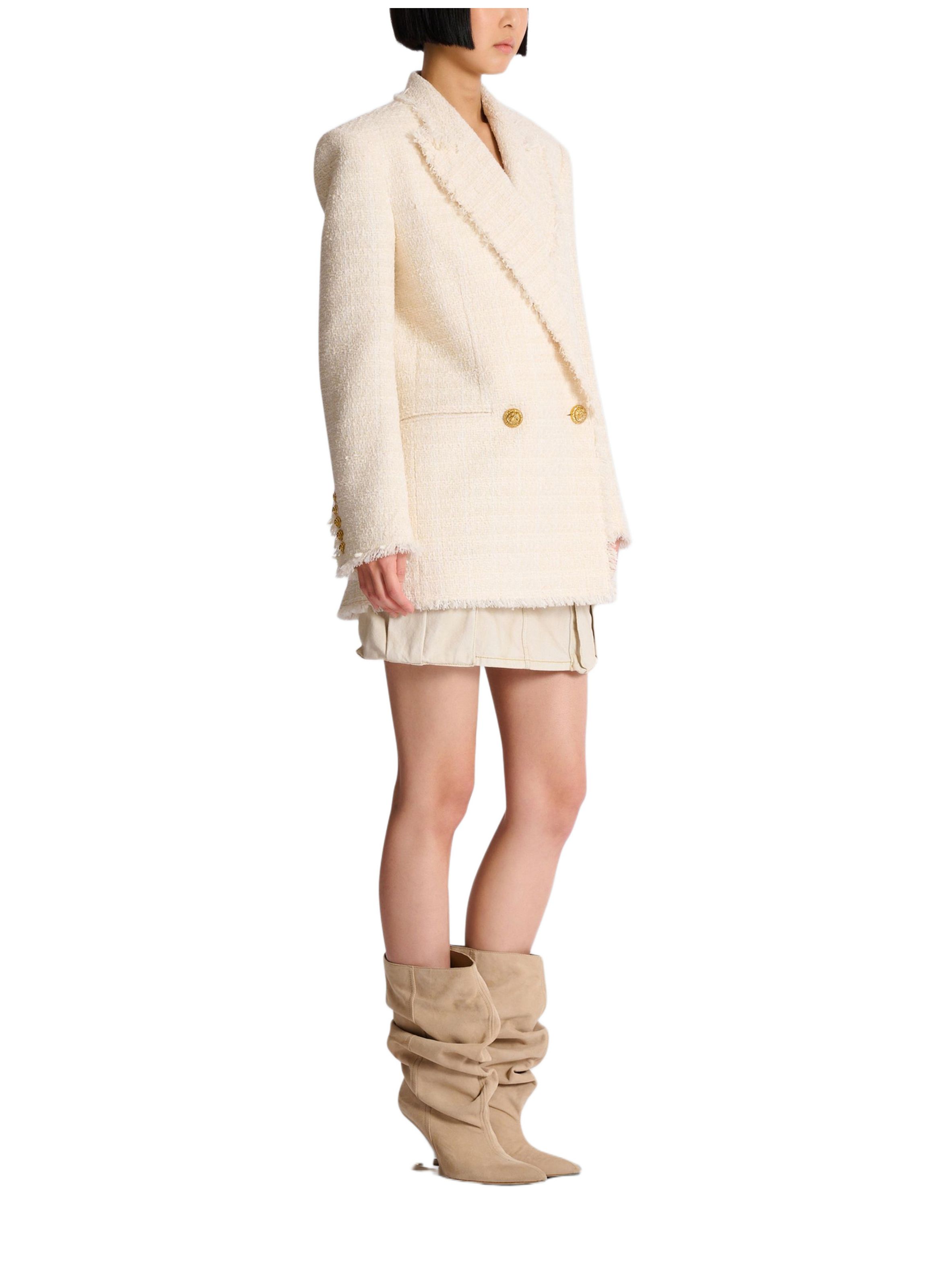 Veste 2 boutons en tweed BALMAIN Blanc