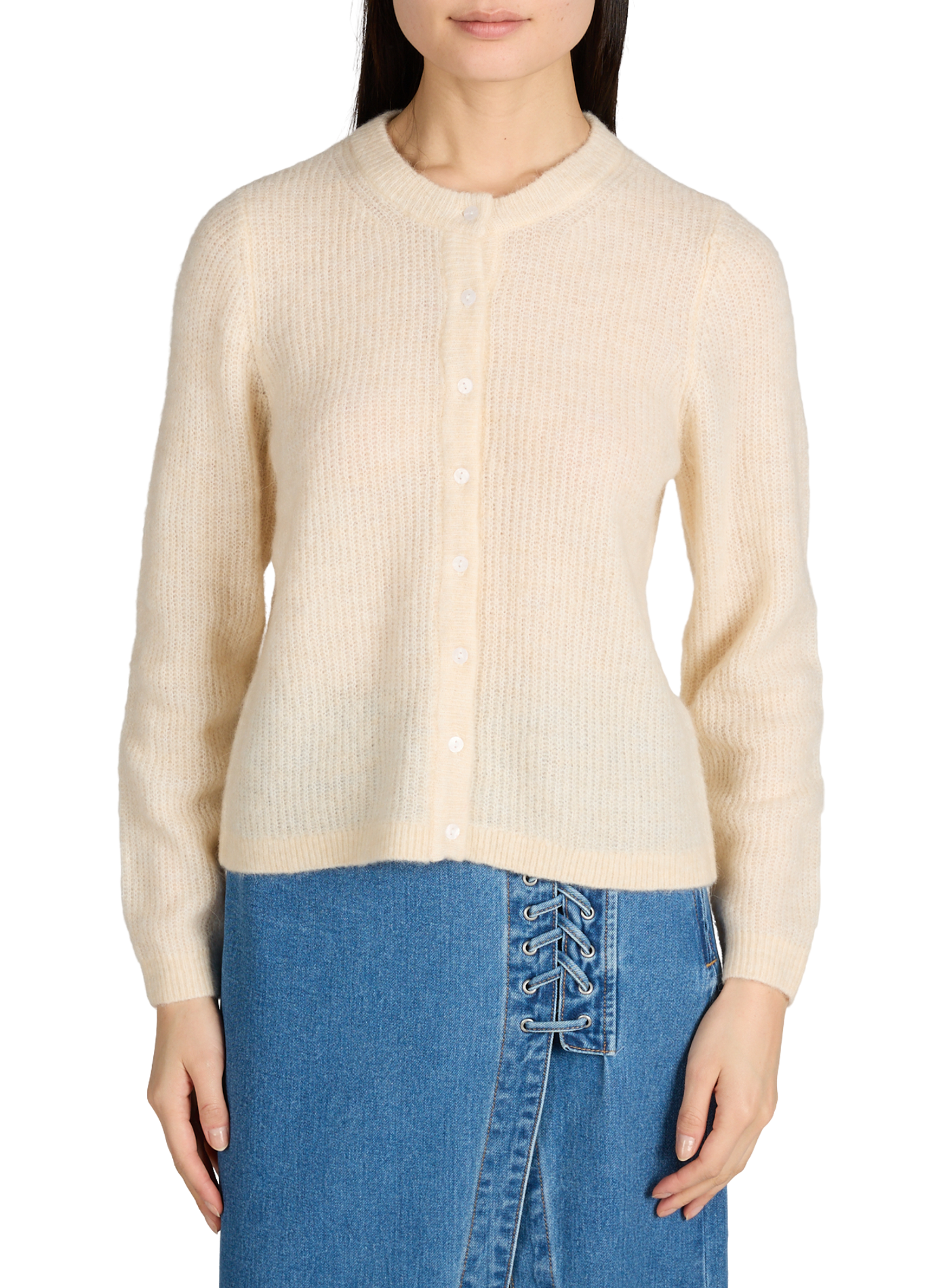 Vilory ribbed round neck cardigan VILA Grey