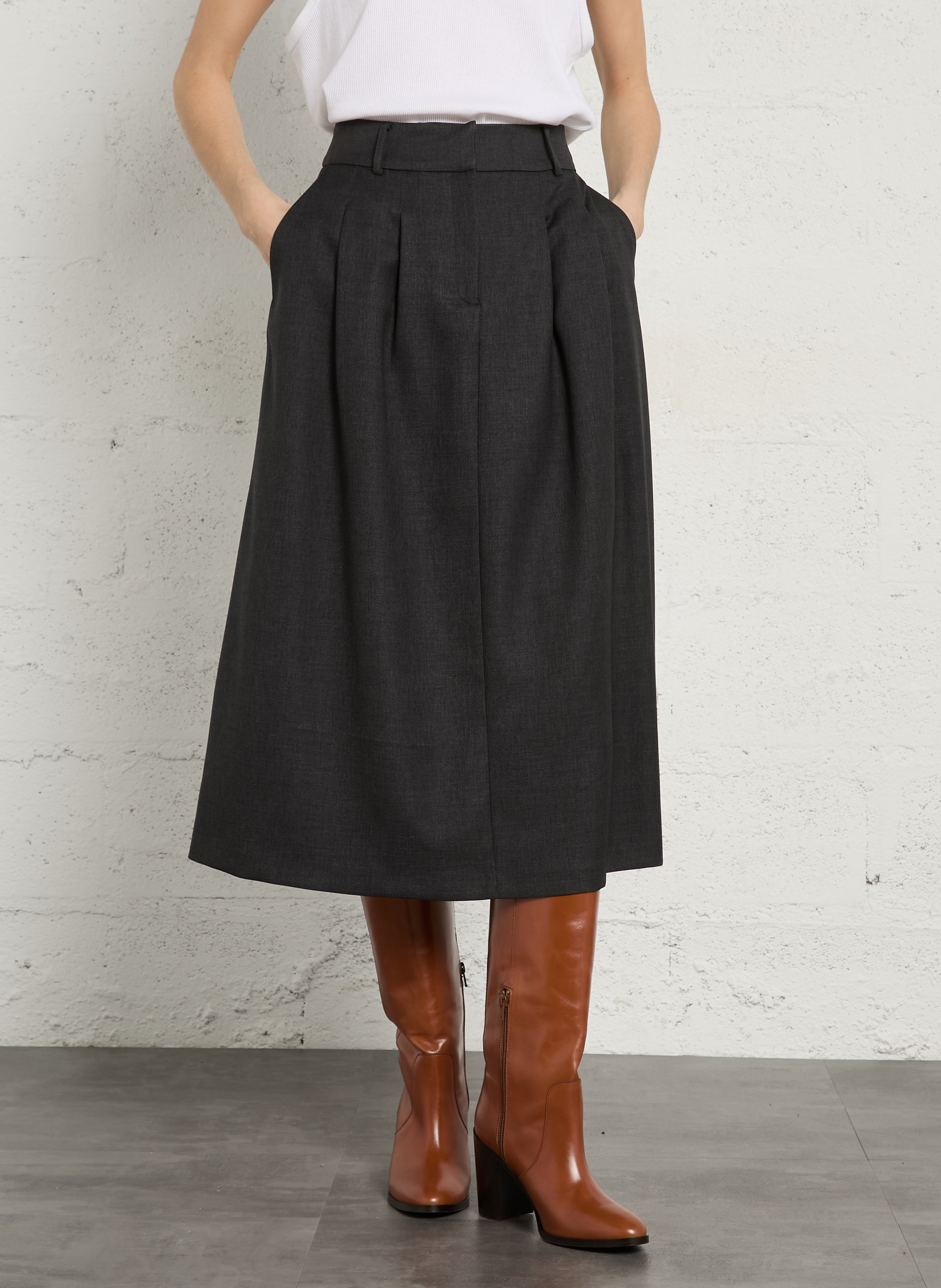 Jupe midi ophelie MAISON 123 Gris