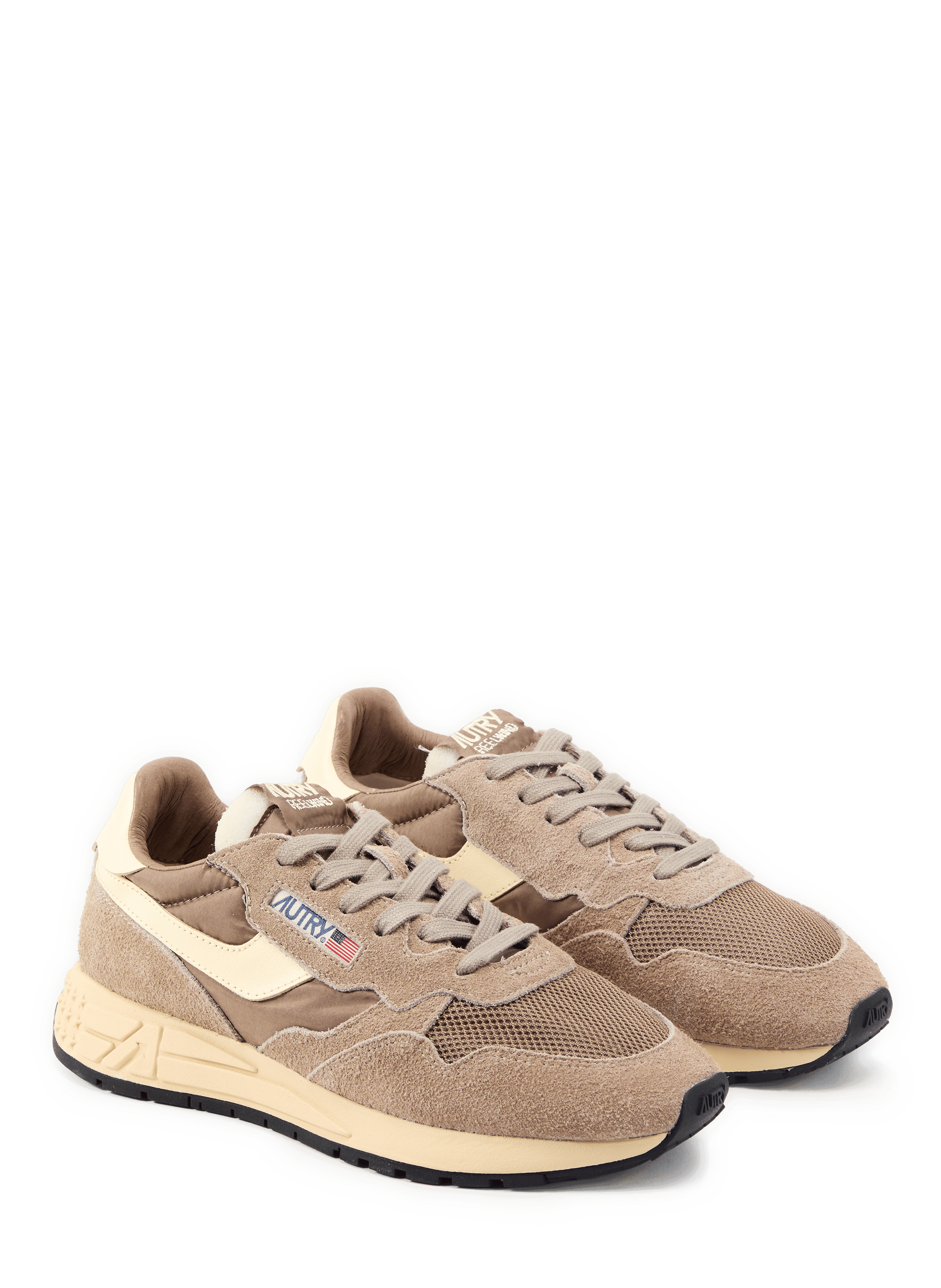 Baskets crantées en cuir mélangé Marron