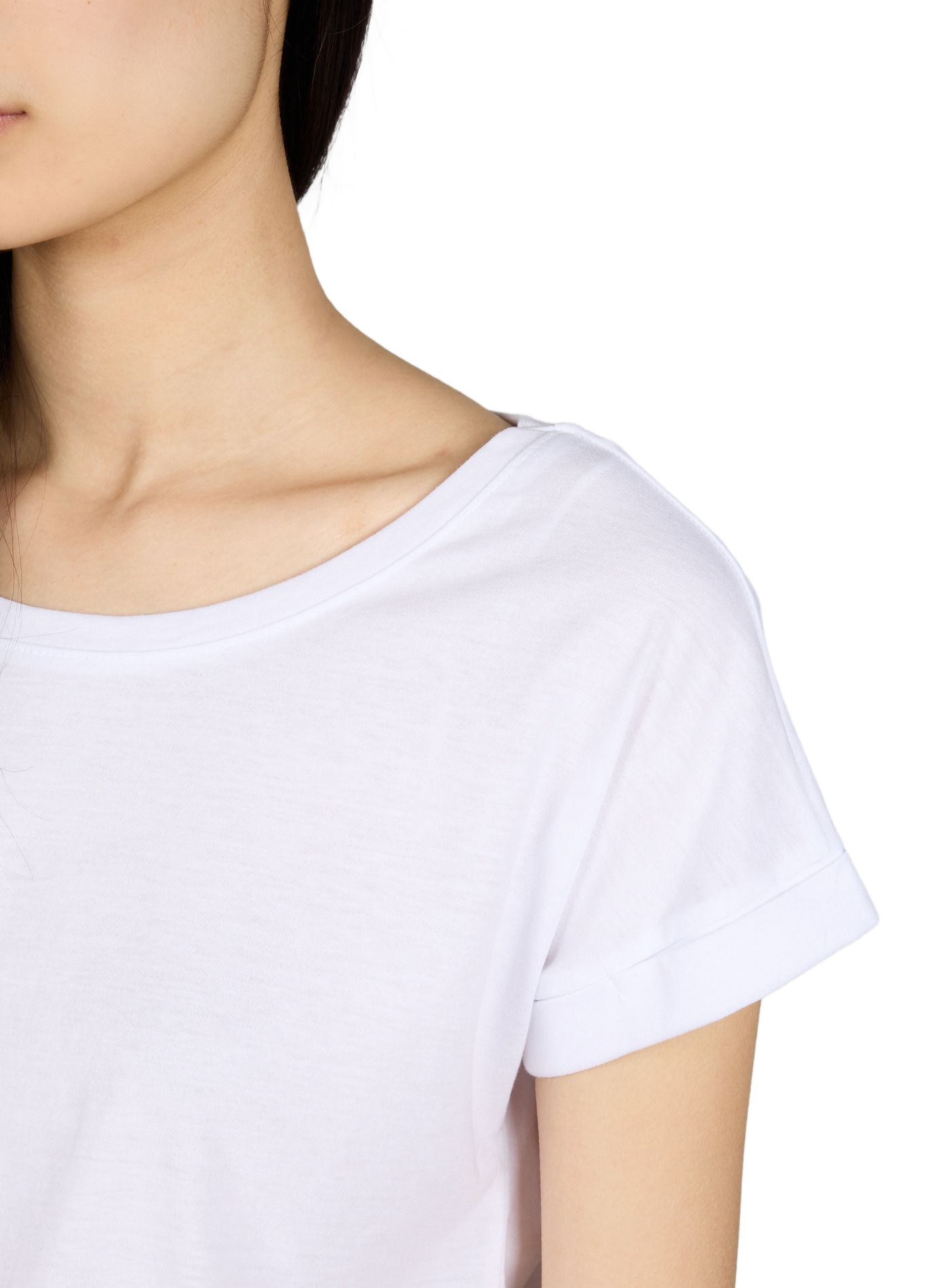 T-shirt uni col rond en coton mélangé VILA Blanc