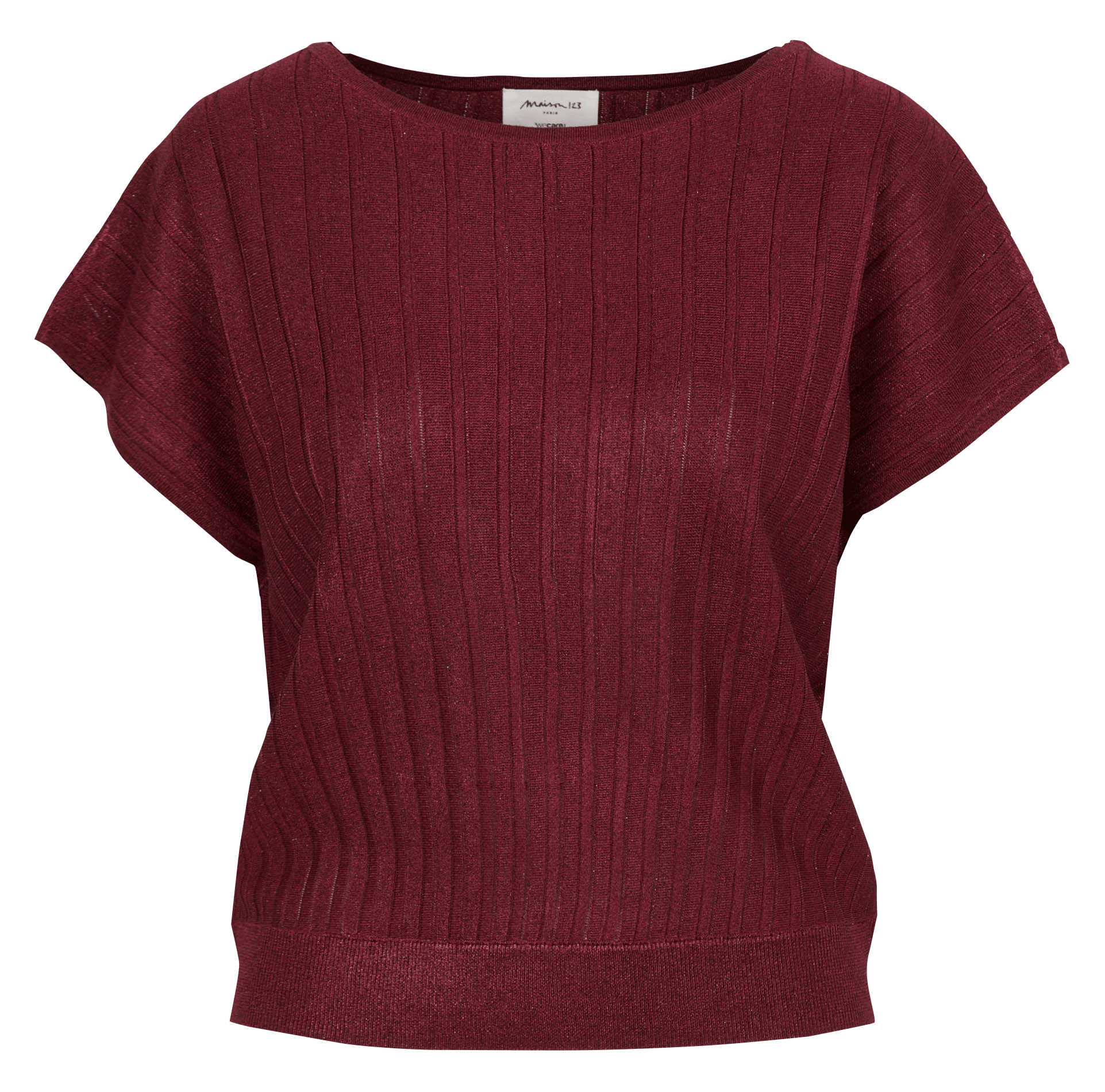 Top oversize col rond en maille pailletée perla MAISON 123 Rouge