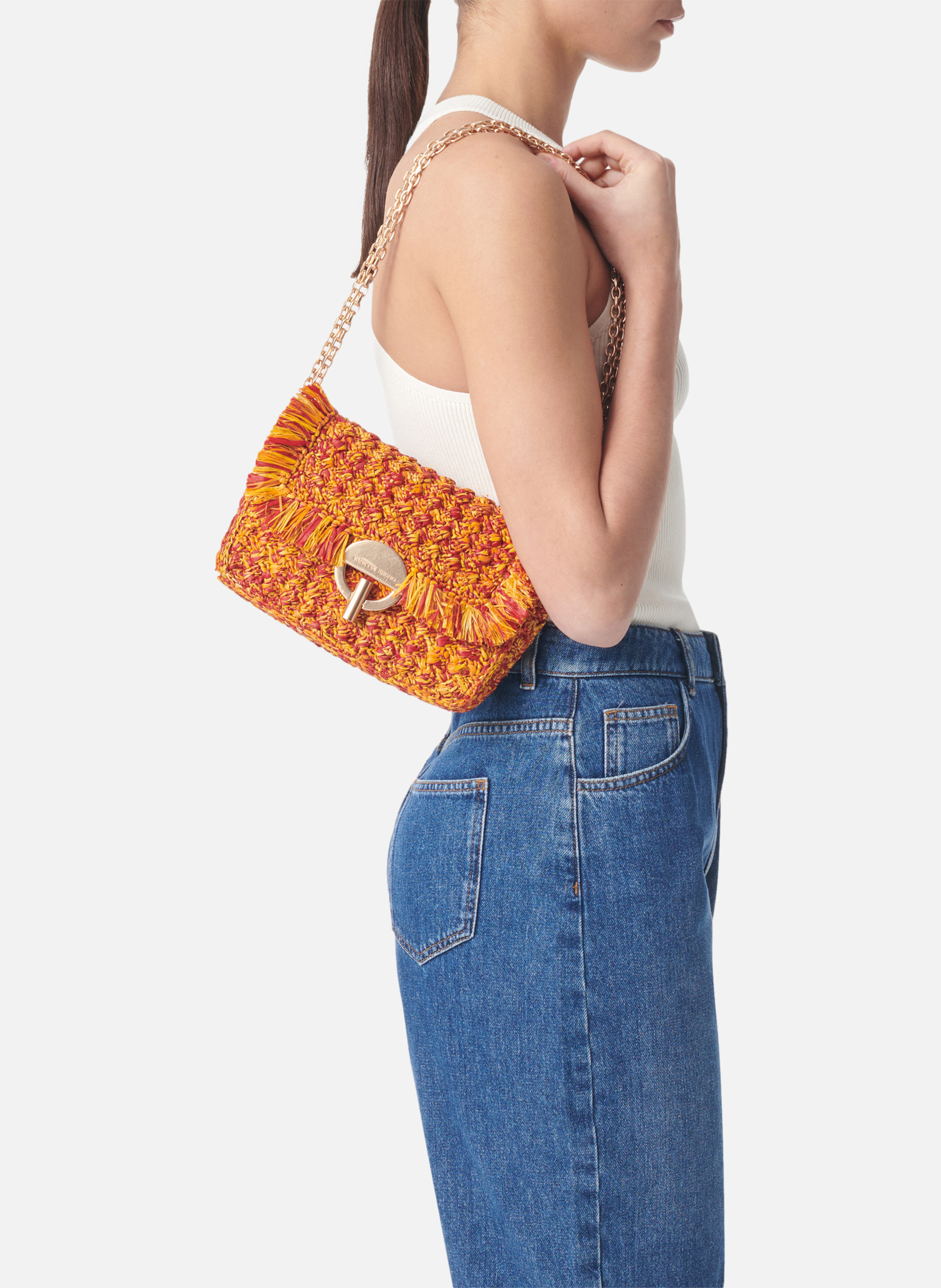 Moyen sac moon en raphia VANESSA BRUNO Multicolore