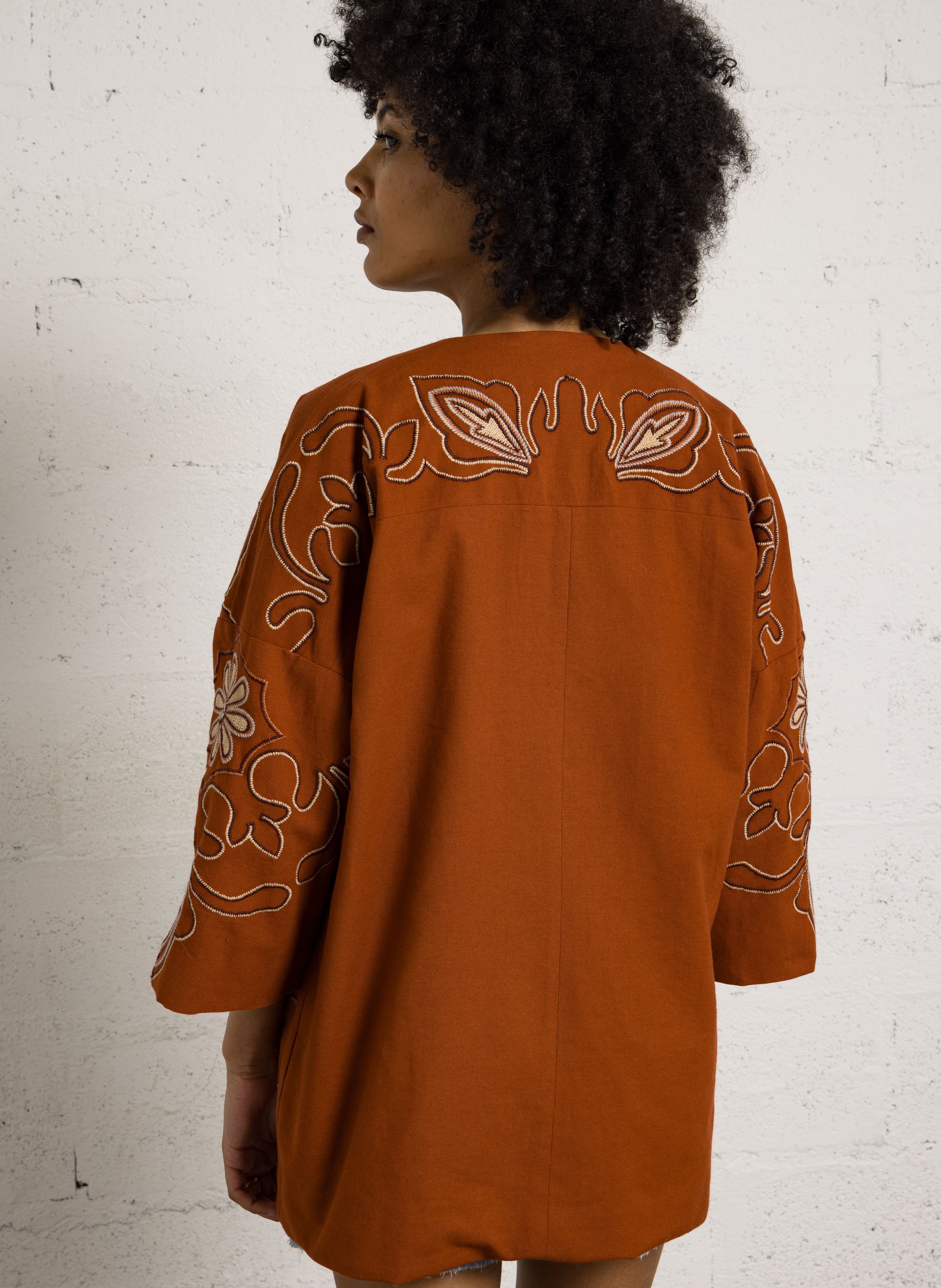 Veste droite manches 3/4 brodée virginia MAISON 123 Rouge
