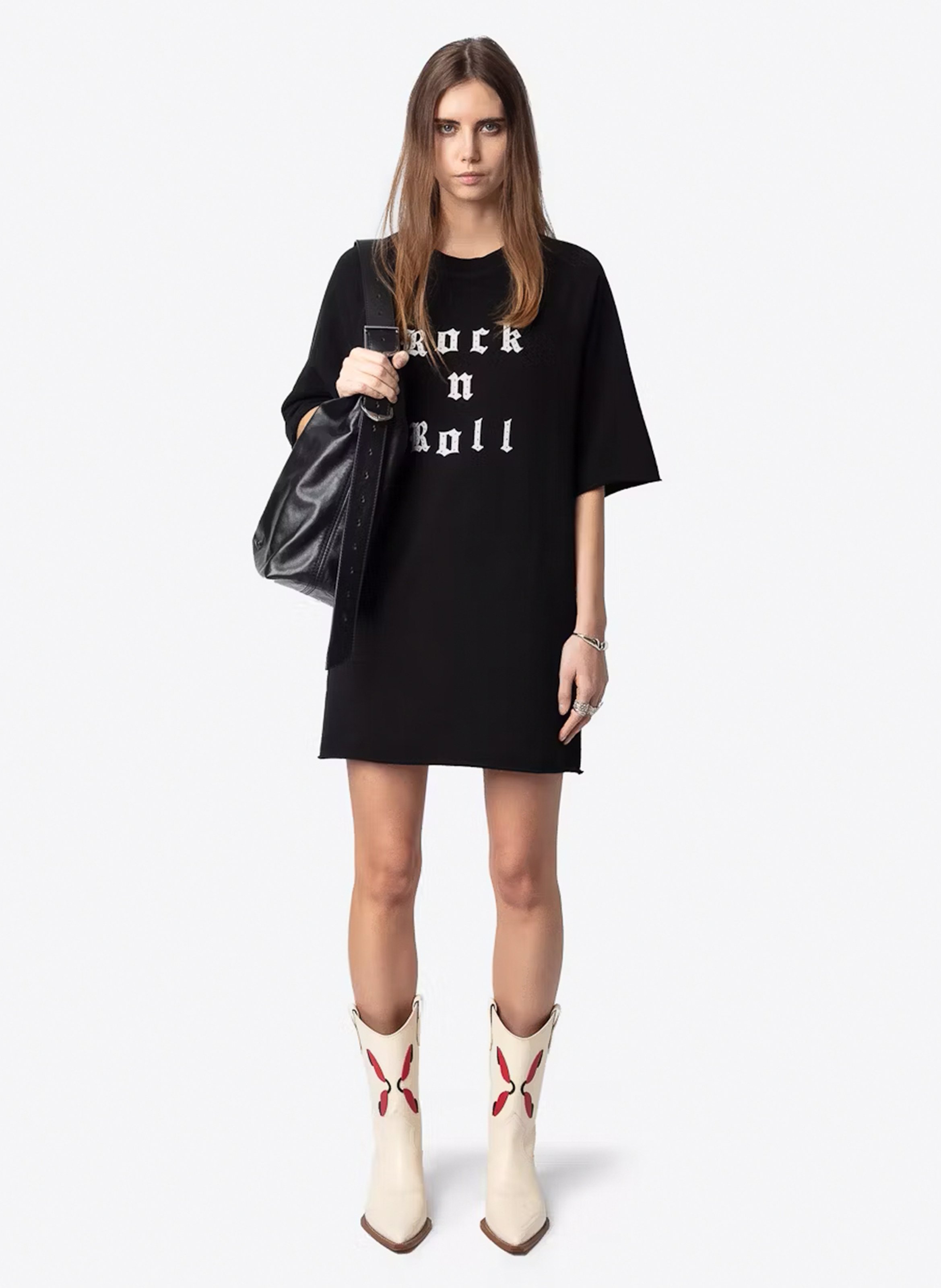 Robe courte tee-shirt à inscription grace ZADIG&VOLTAIRE Noir