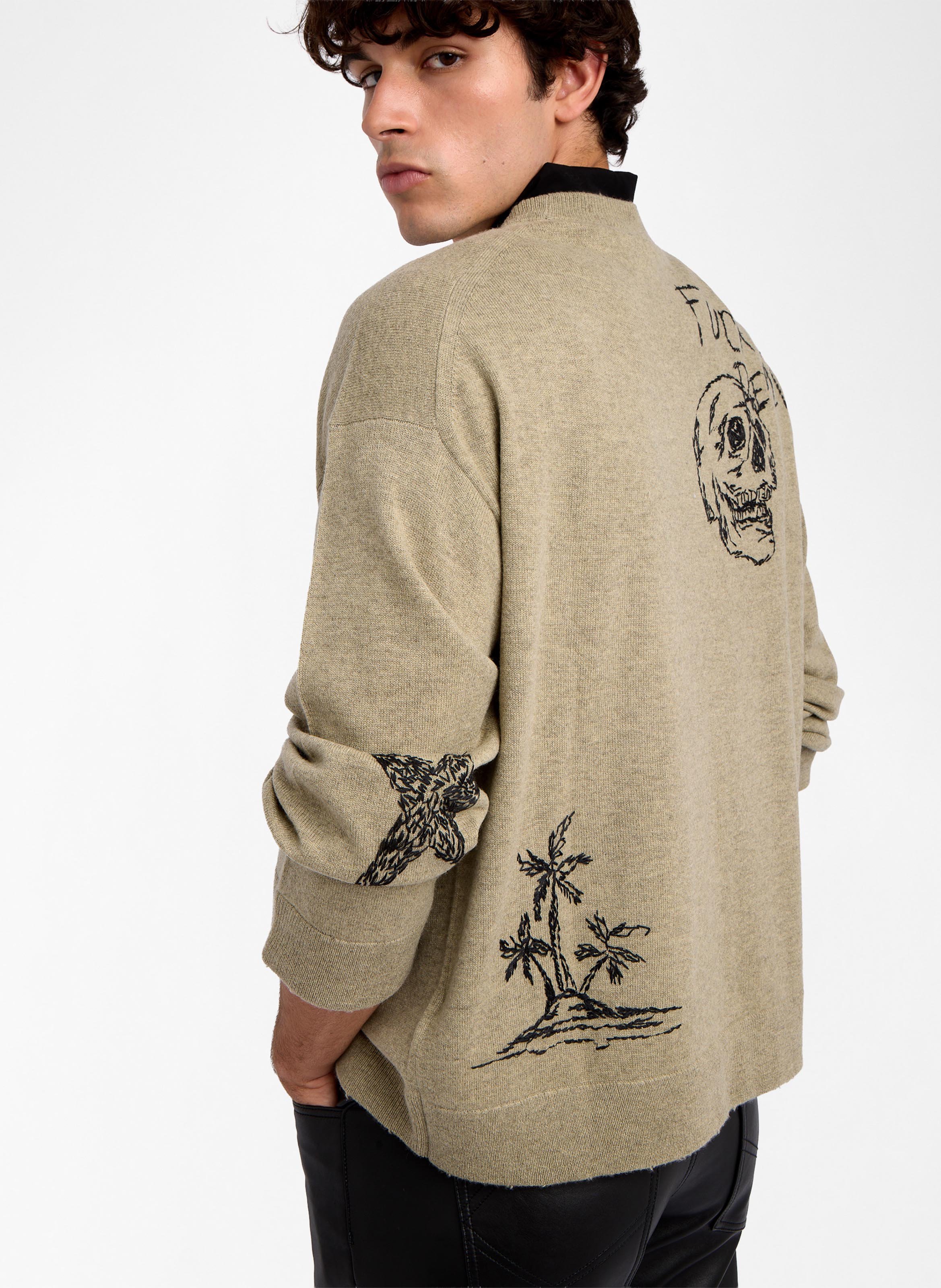 Marko embroidered round neck straight wool and cashmere sweater ZADIG&VOLTAIRE Green