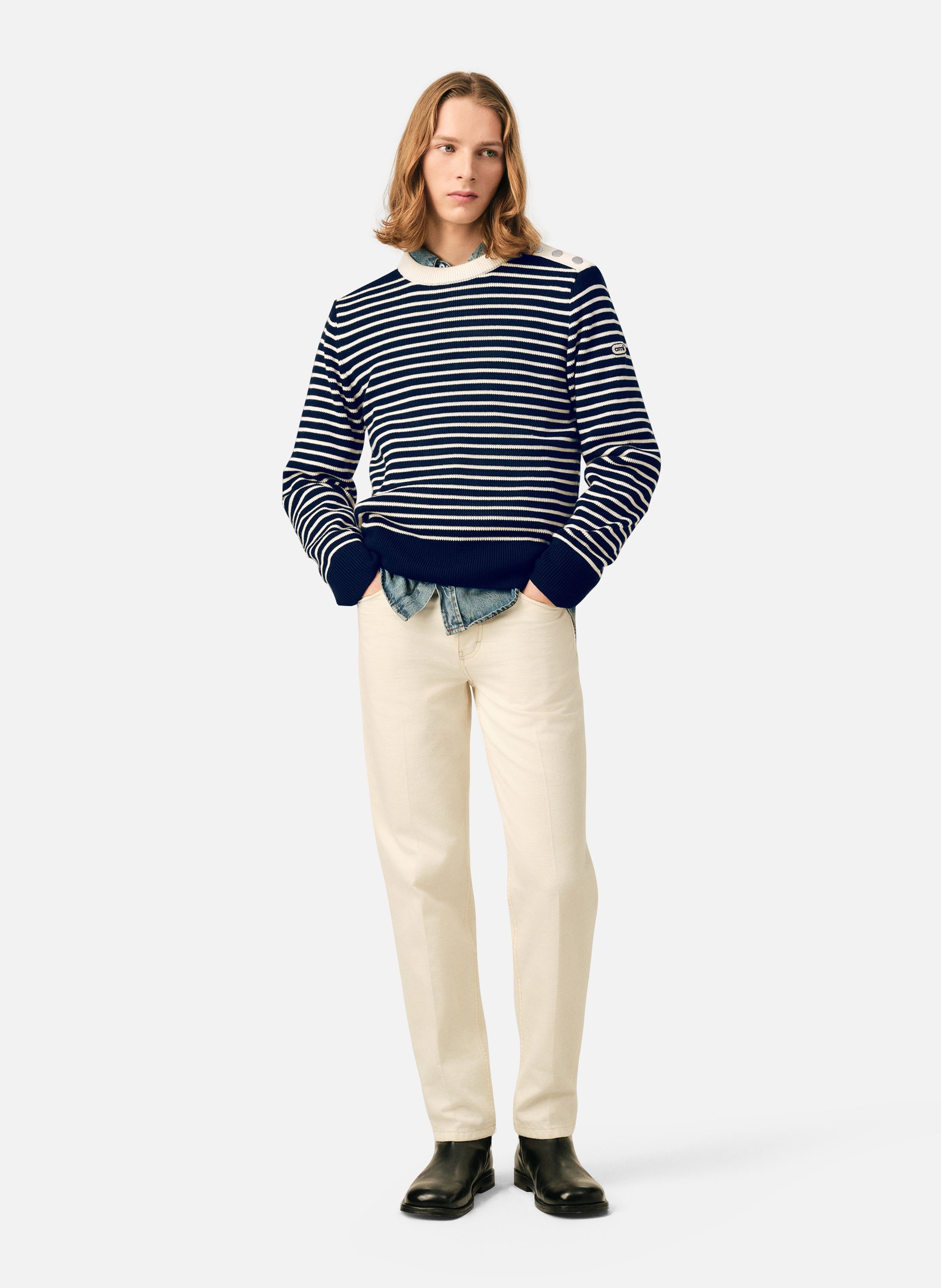 Pull marinière unisexe en laine AMI PARIS Multicolore