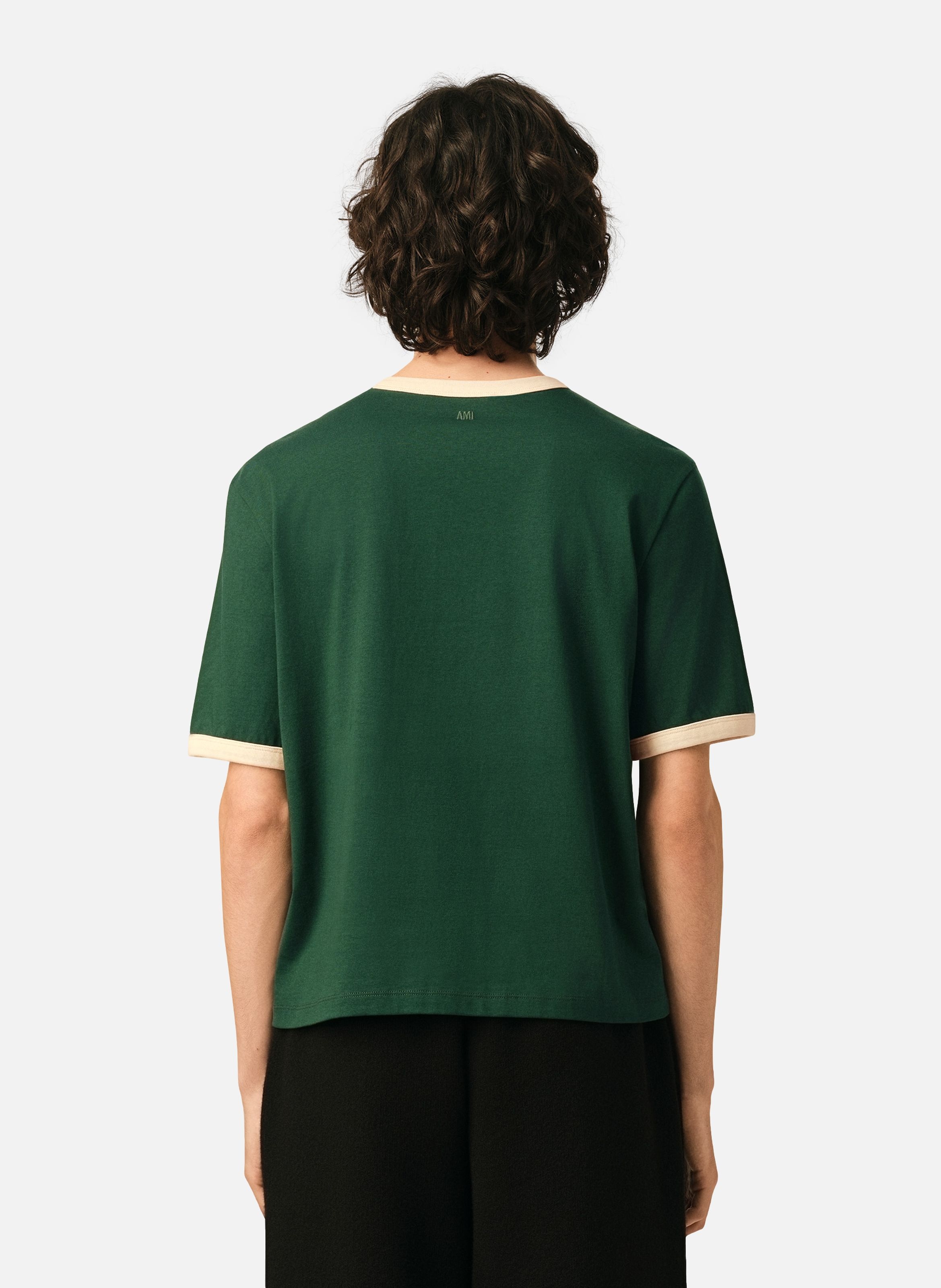 T-shirt contrasté en coton ami de coeur AMI PARIS Vert