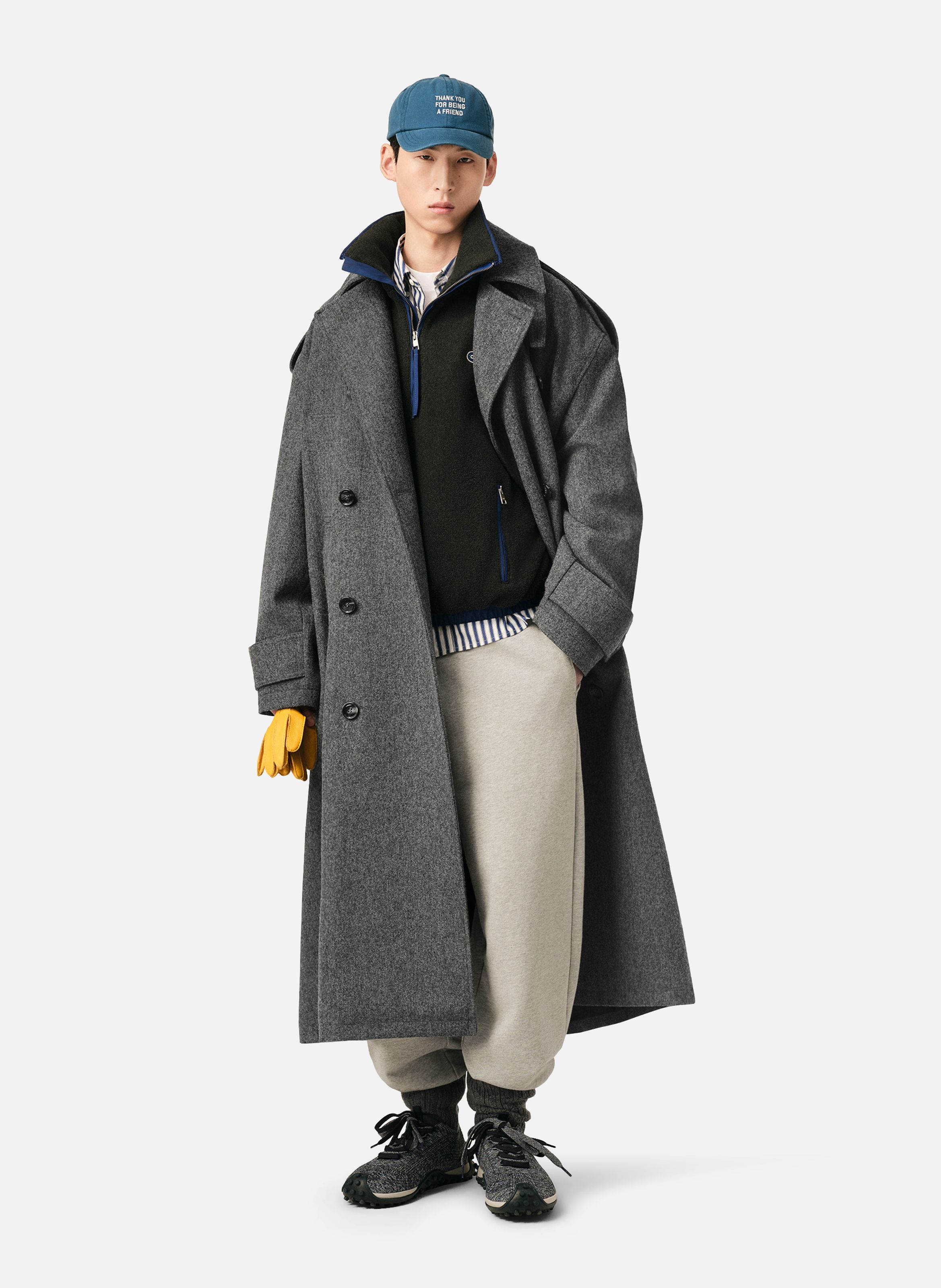 Trench coat unisexe en laine AMI PARIS Gris