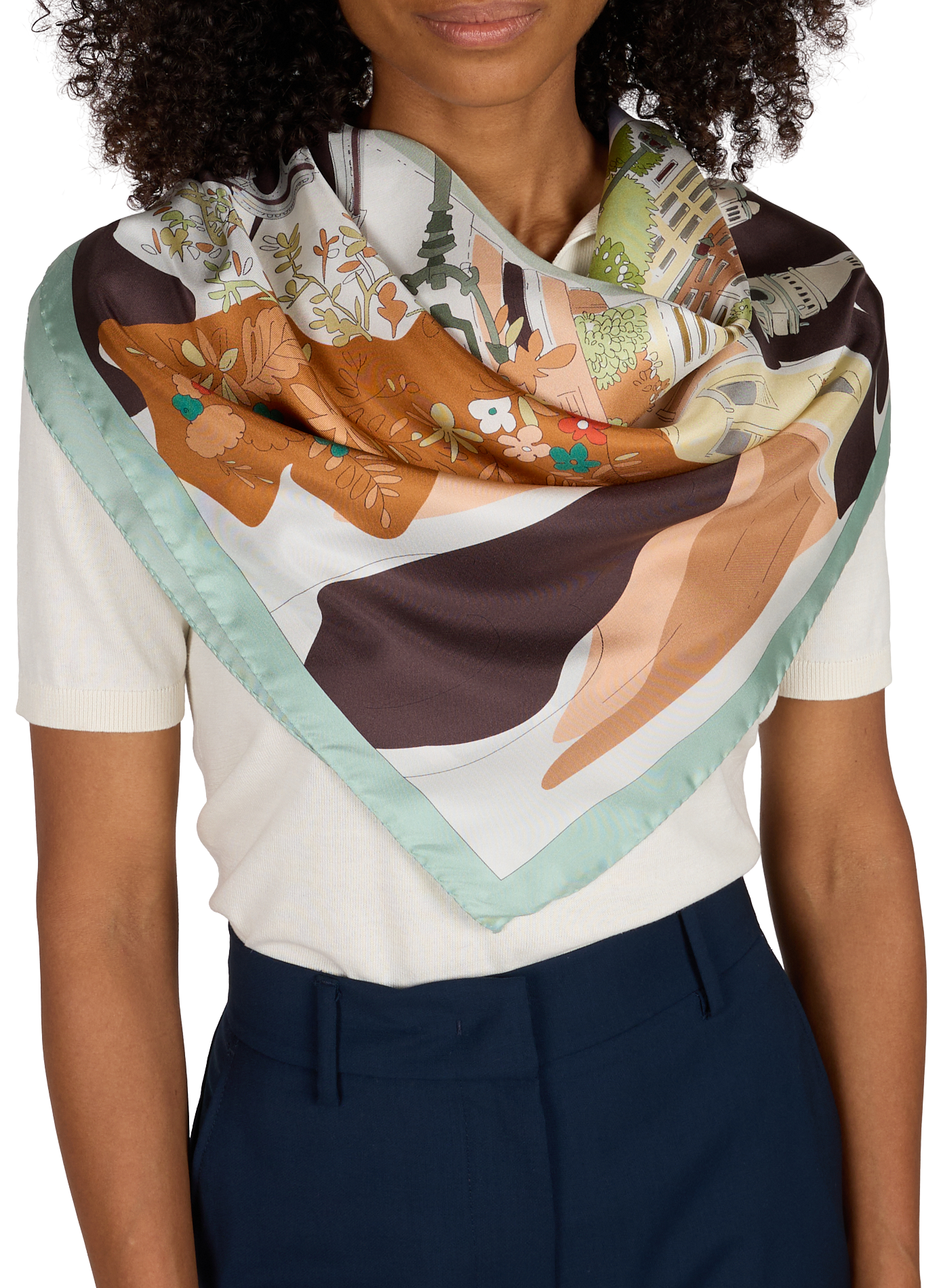 Printed silk floaty scarf AU PRINTEMPS PARIS Multicolour