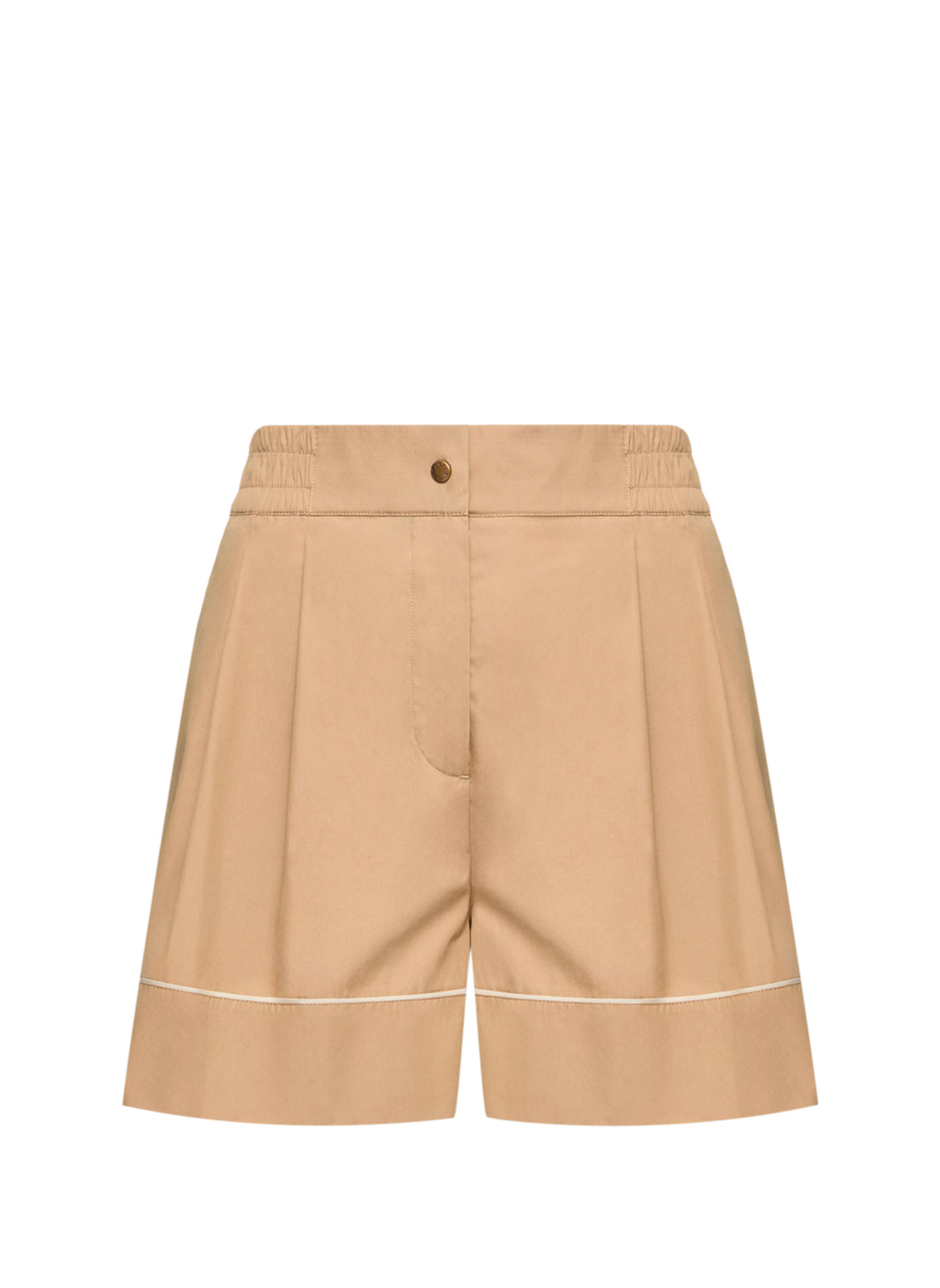 Short élastique taille-haute en coton mélangé MONCLER Beige