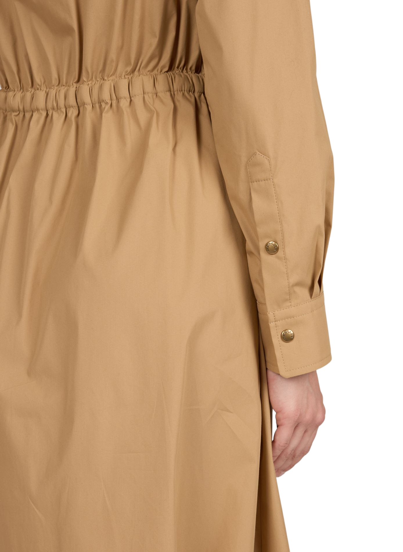 Robe chemise ajustée à cordons en coton mélangé MONCLER Beige