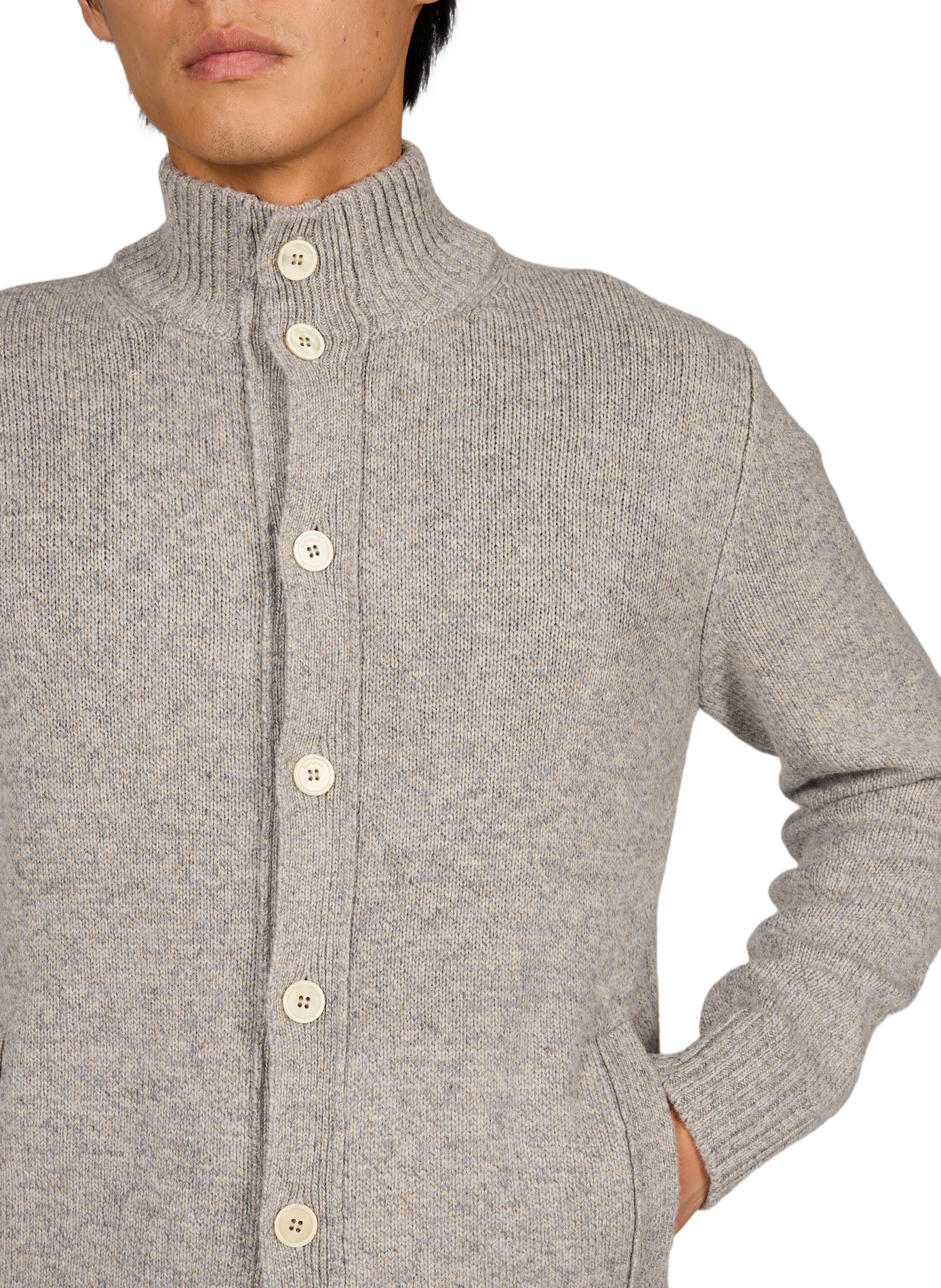Wool high-neck knit cardigan SLOWEAR Grey