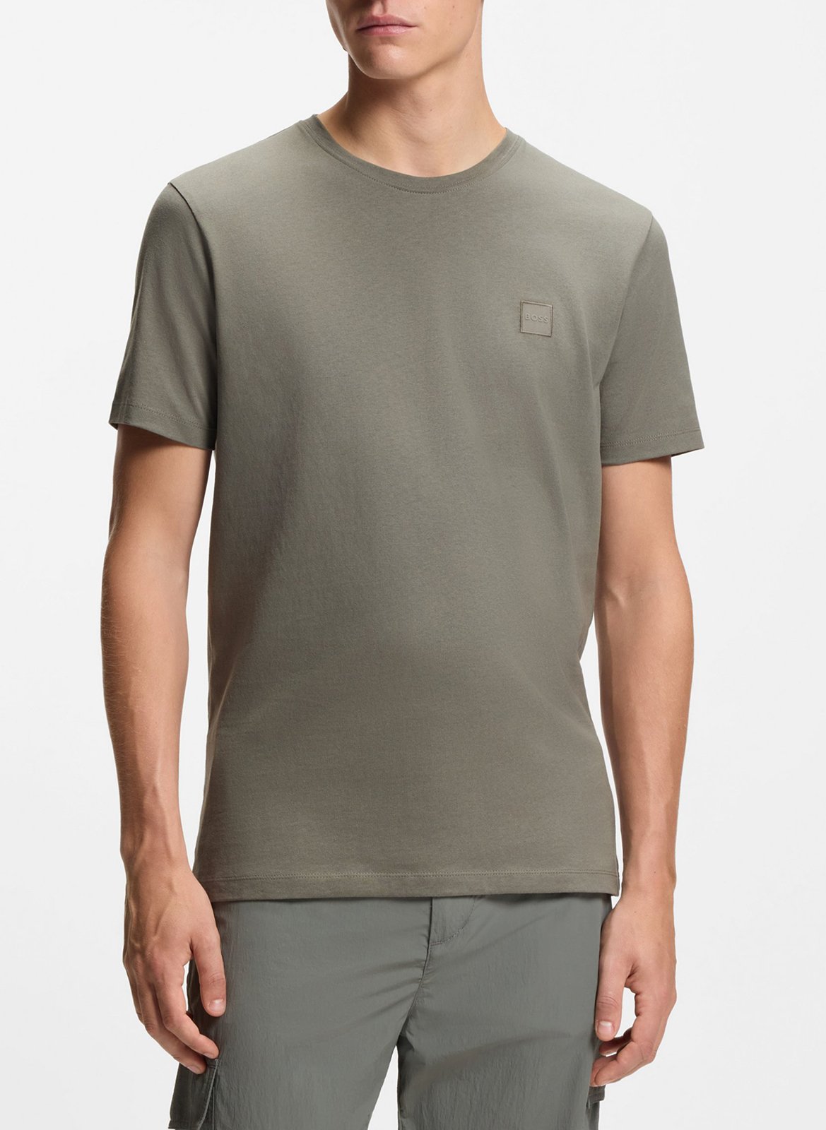 Tee-shirt à manches courtes col rond en coton BOSS Argent
