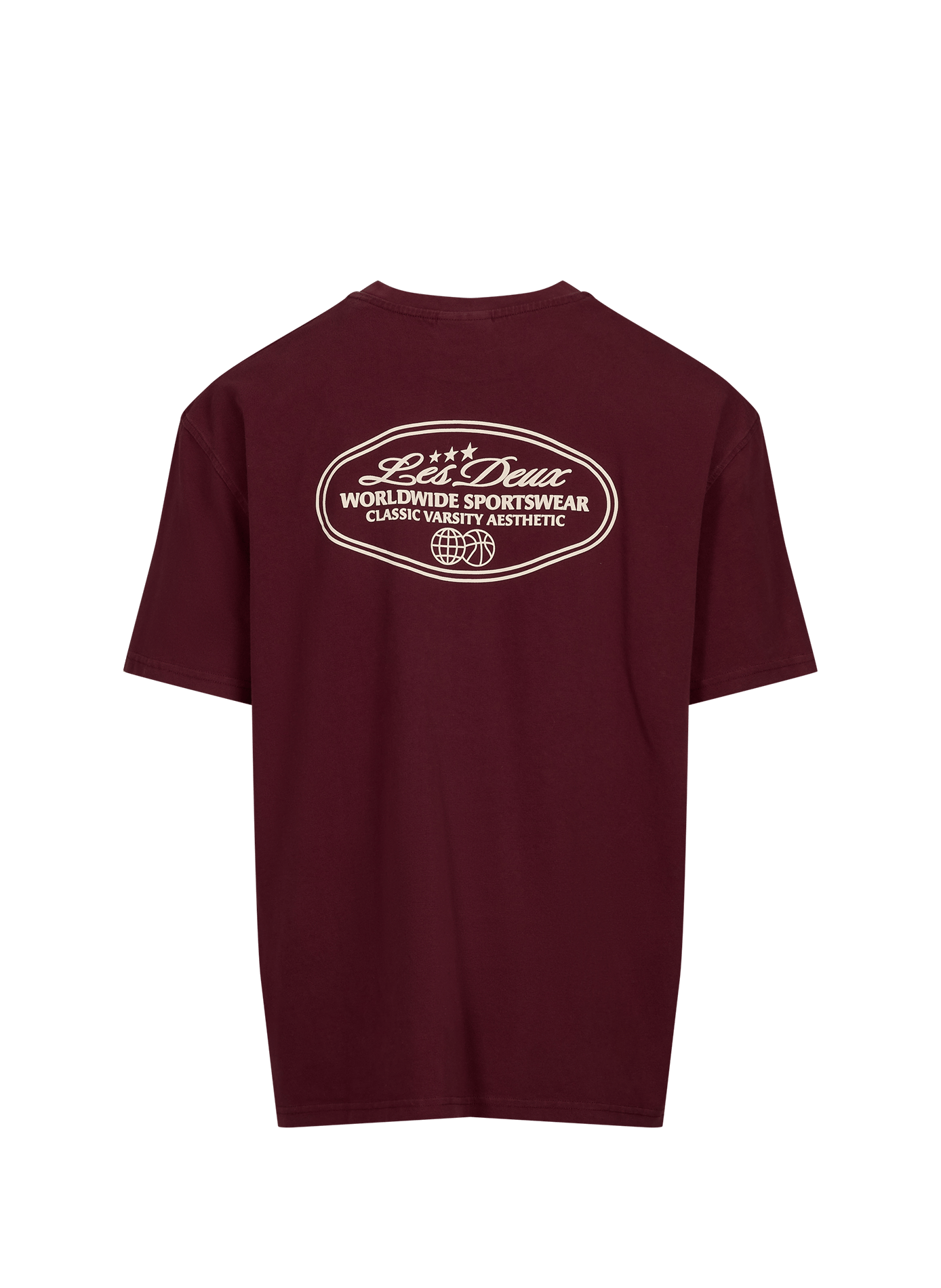 Gerader T-Shirt mit Rundhalsausschnitt und Siebdruck LES DEUX Rot