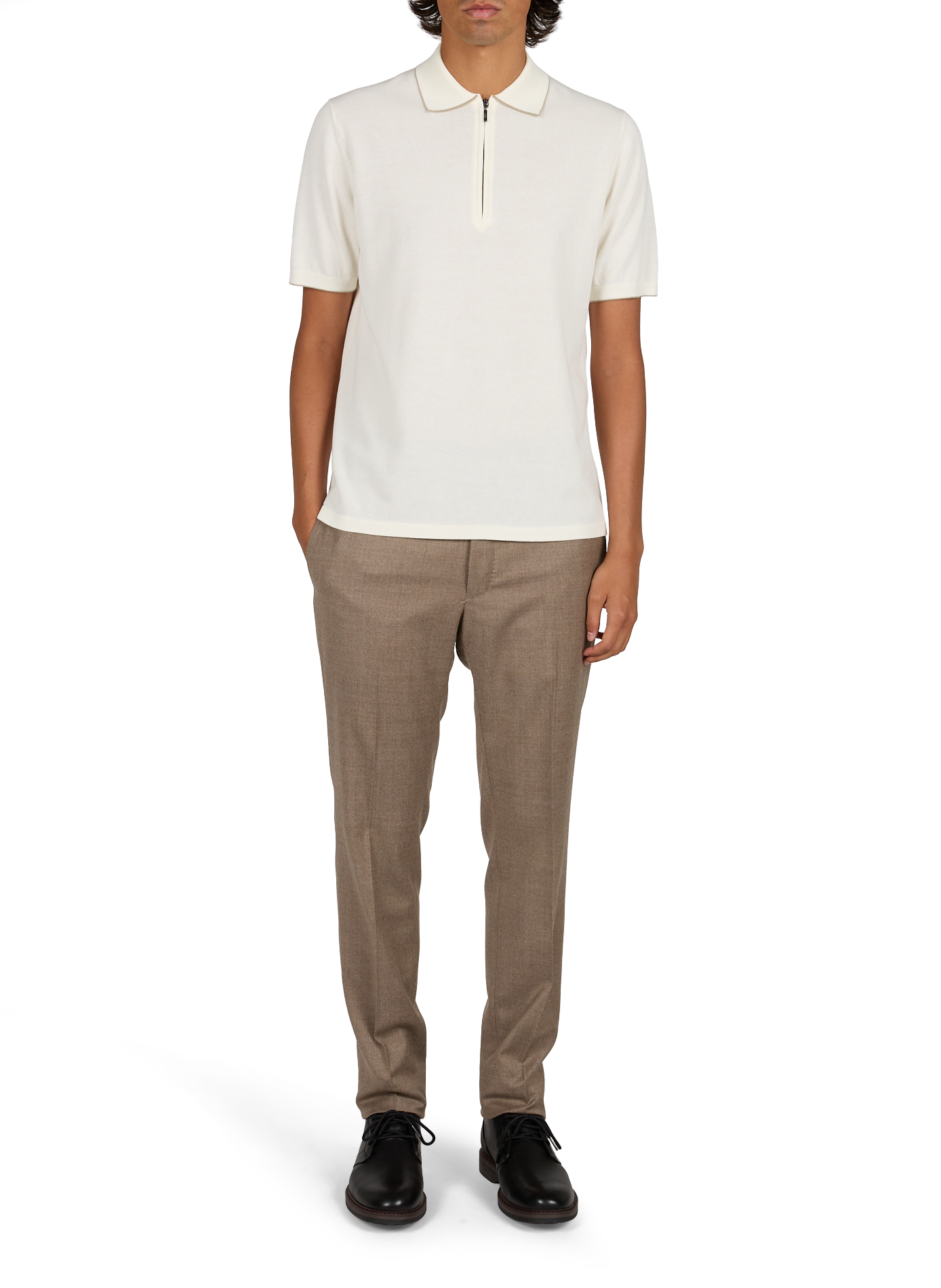 Polo mit Reißverschluss am geraden Kragen in Uni-Farbe VAN LAACK Beige