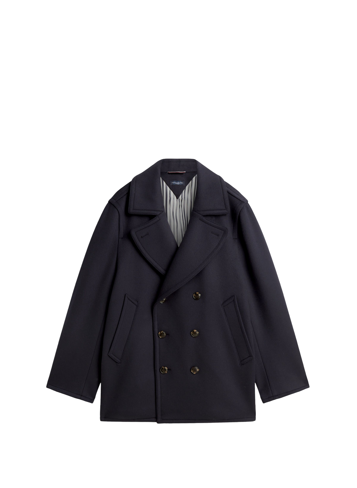Gerader Mantel mit Reverskragen aus Wollmischung TOMMY HILFIGER Blau
