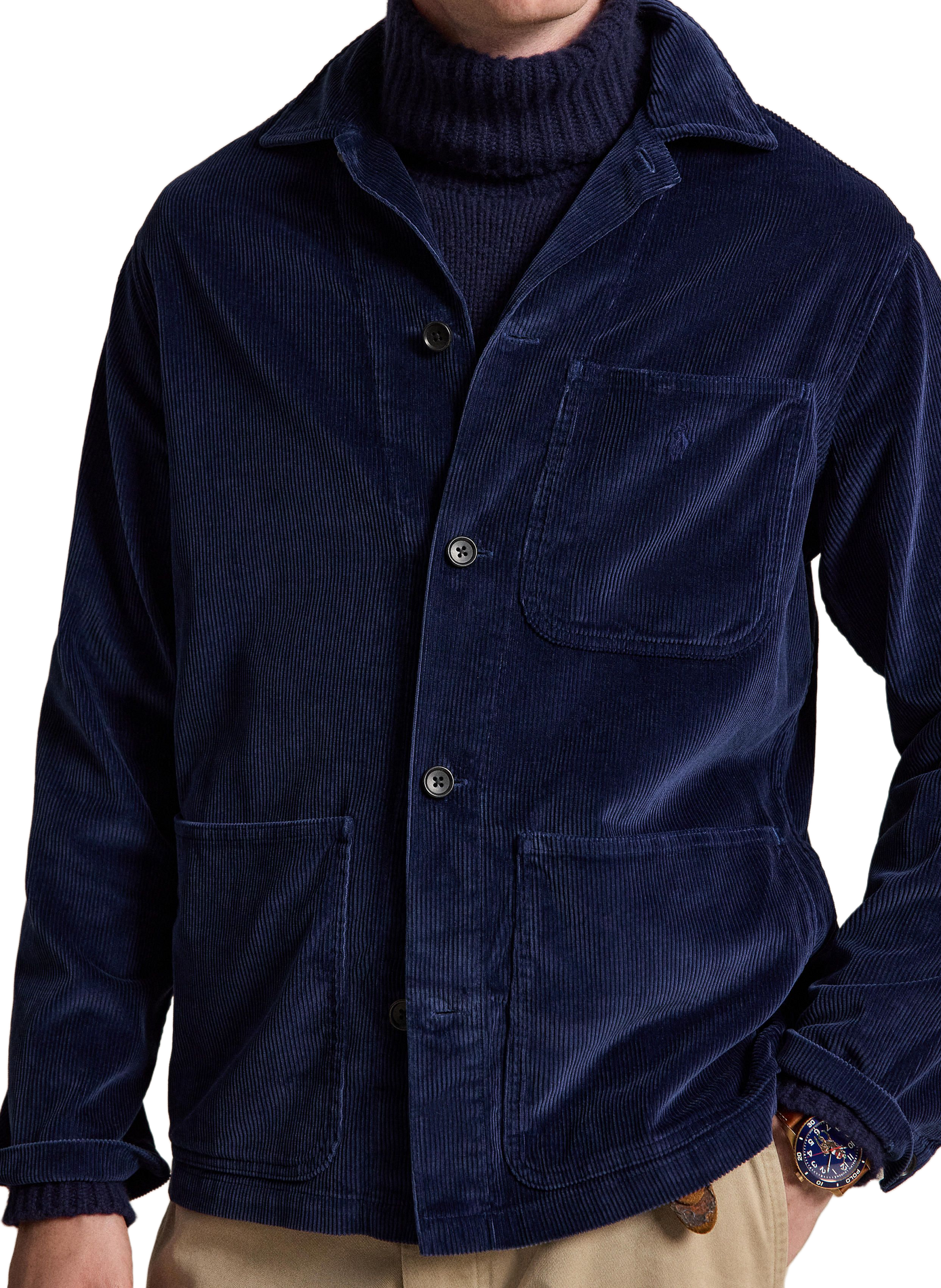 Surchemise droite col classique côtelée en coton POLO RALPH LAUREN Bleu