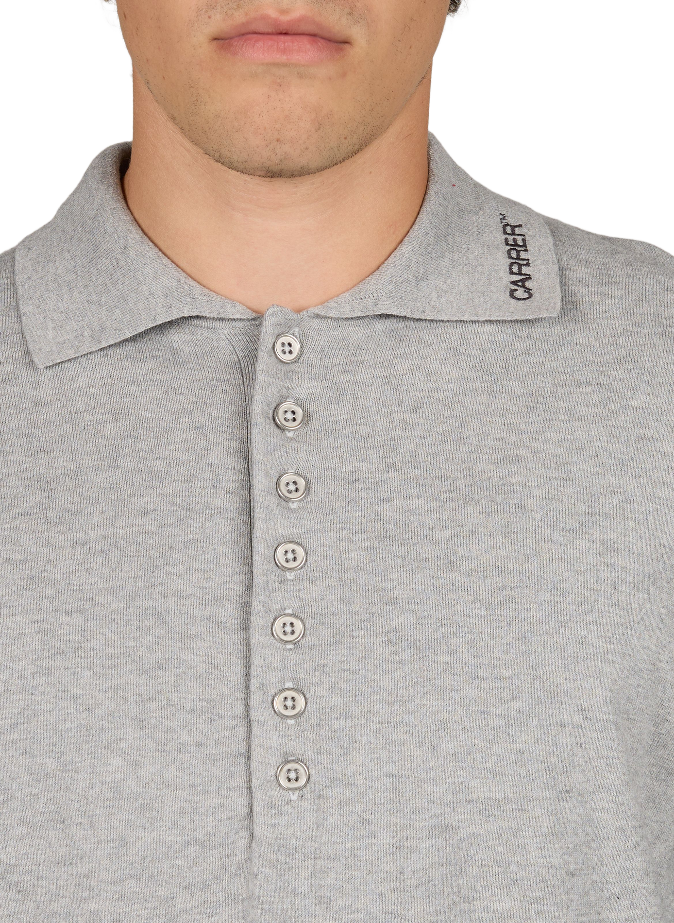 Langarm-Poloshirt aus Baumwollmischgewebe CARRER Grau
