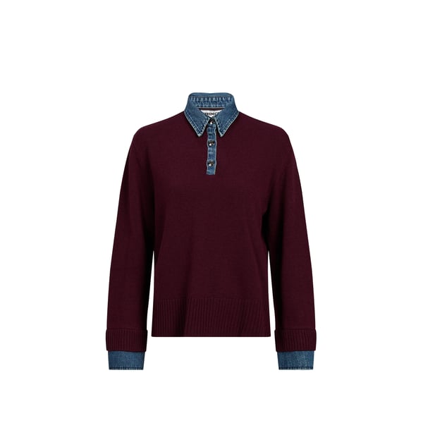 Pull Marlo à col polo effet denim en laine Pull Marlo à col polo effet denim en laine