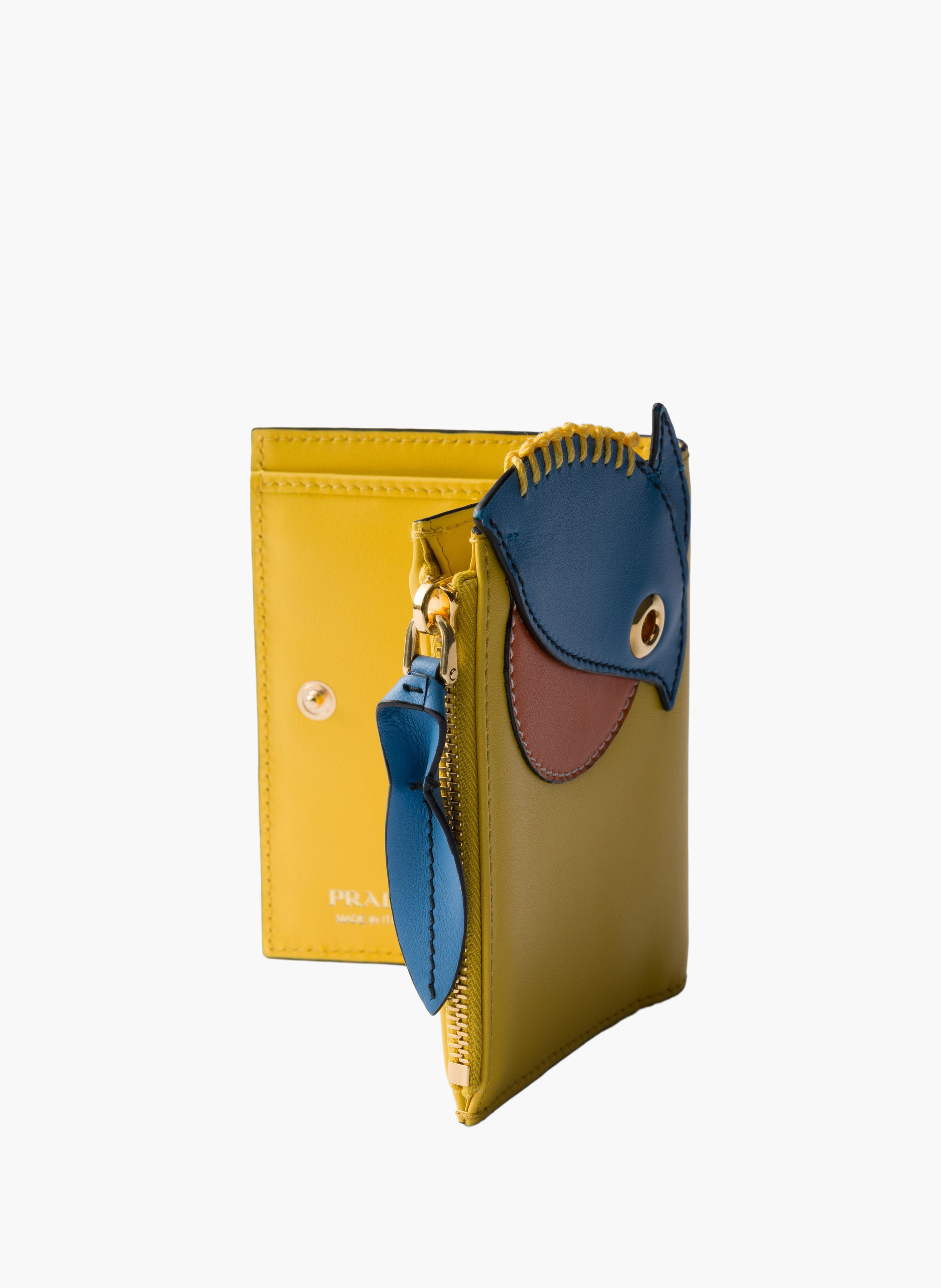 Petit portefeuille en cuir PRADA Bleu