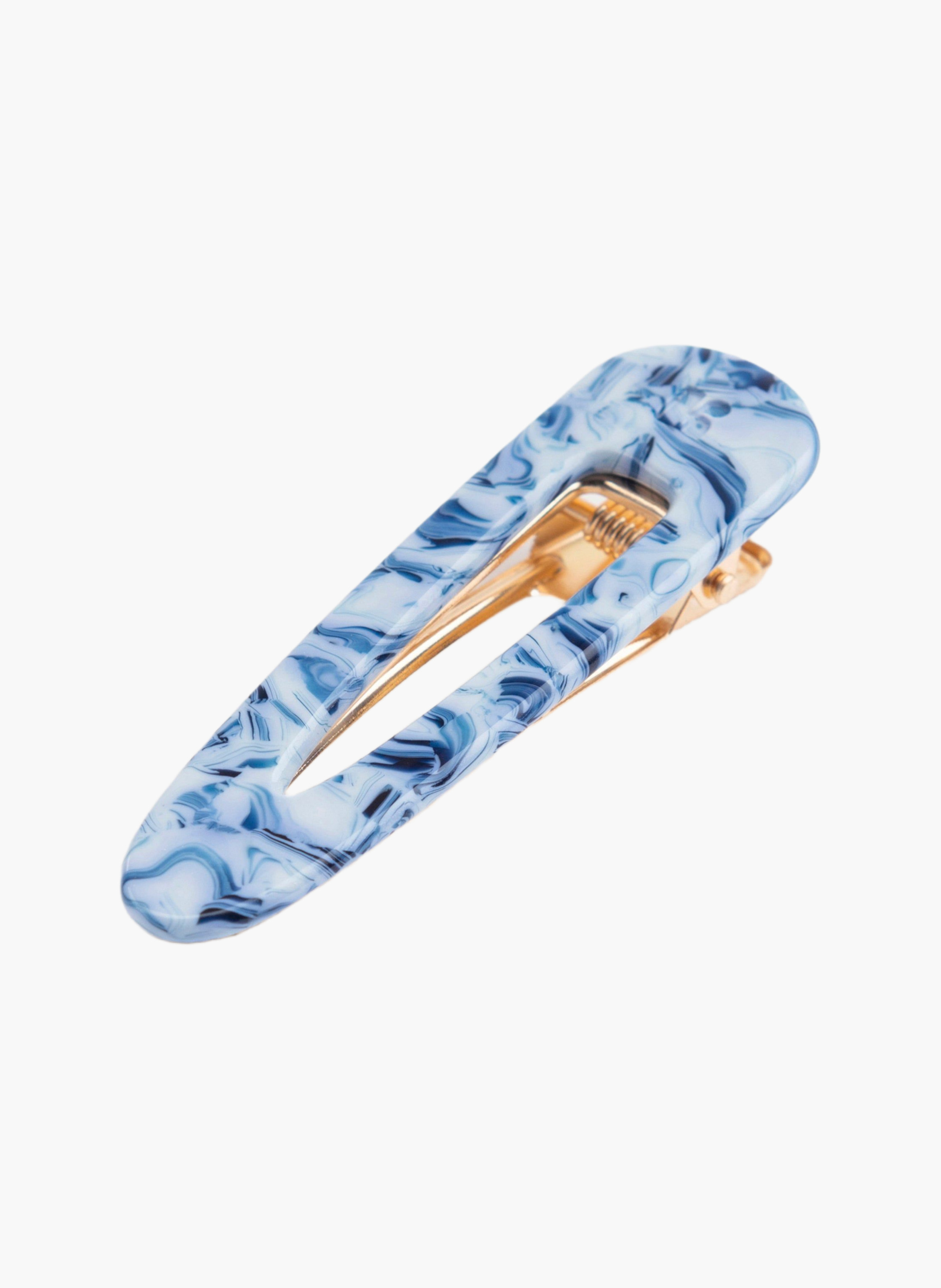 Barrette à cheveux triangle en acétate de cellulose et acier inoxydable BleuKURAGE GINZA