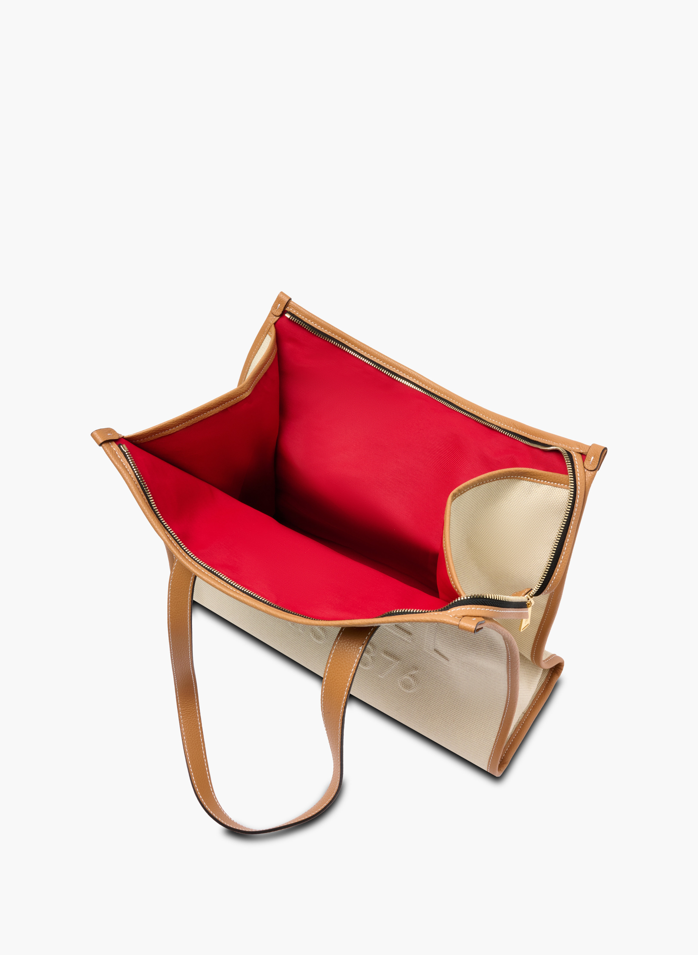 Sac cabas zippé l jour de lancel en coton LANCEL Beige