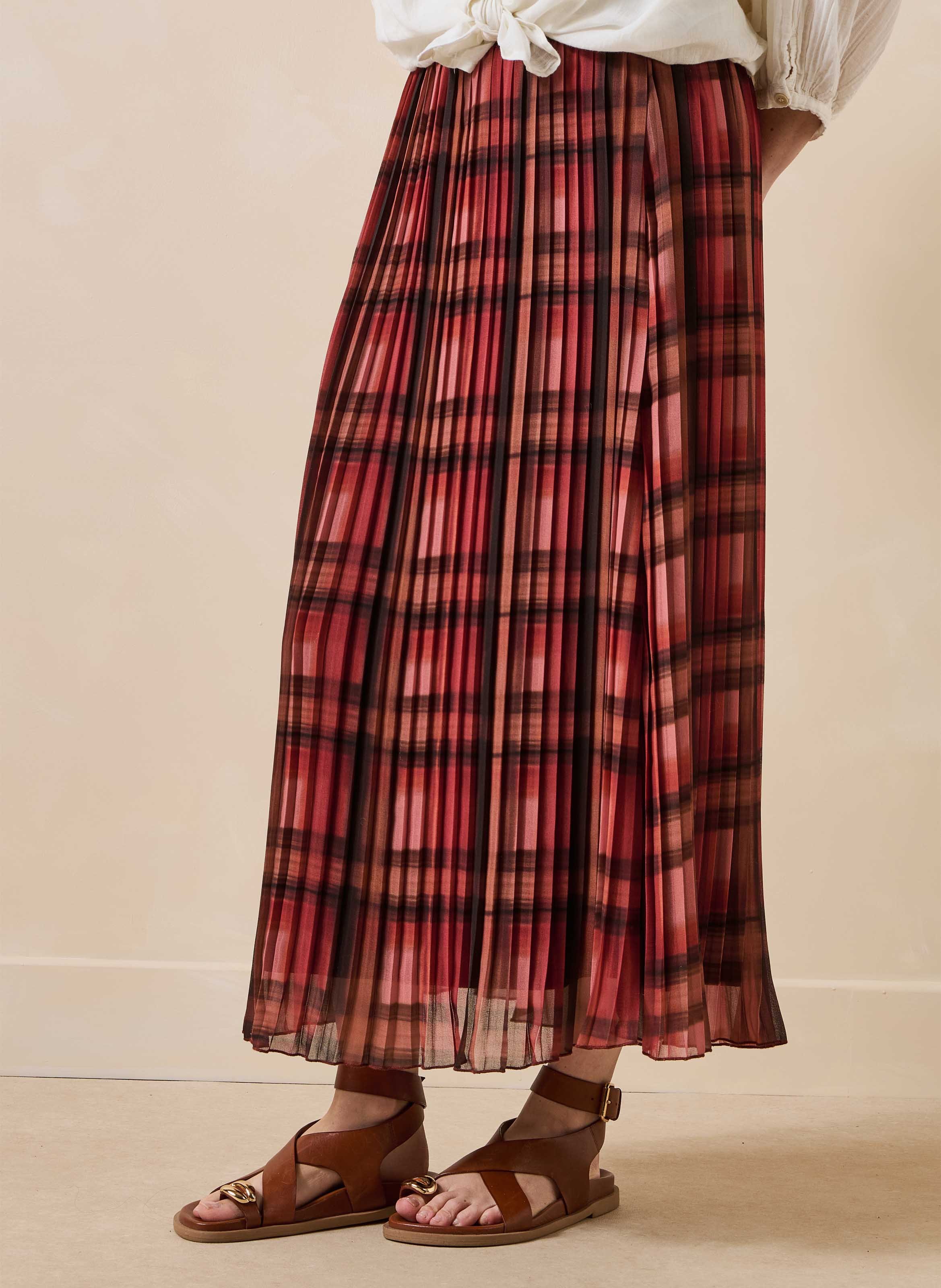 Plooirok met midi-lengte LA FEE MARABOUTEE Rood