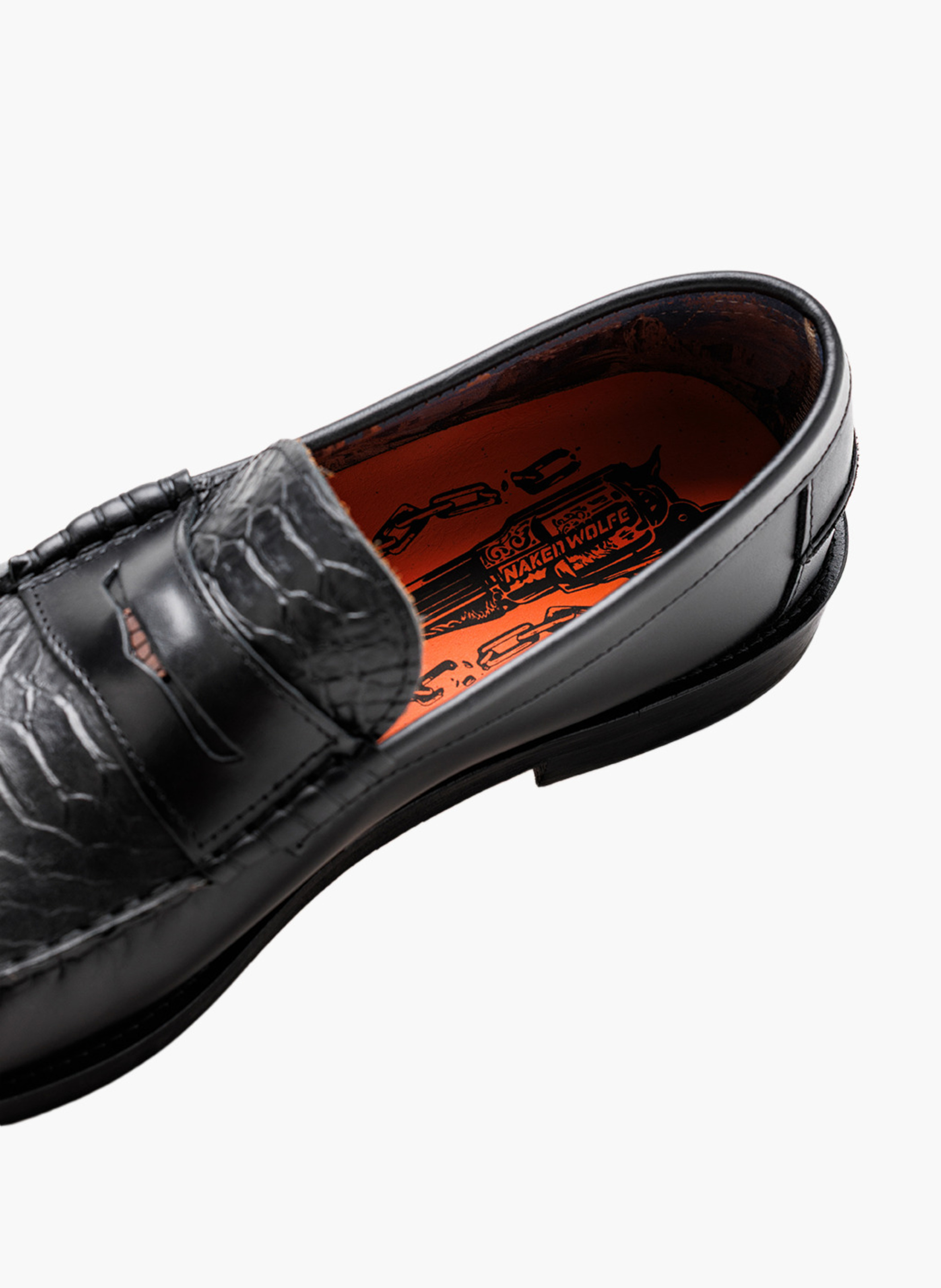 Mocassins riviera en cuir effet serpent NAKED WOLFE Noir