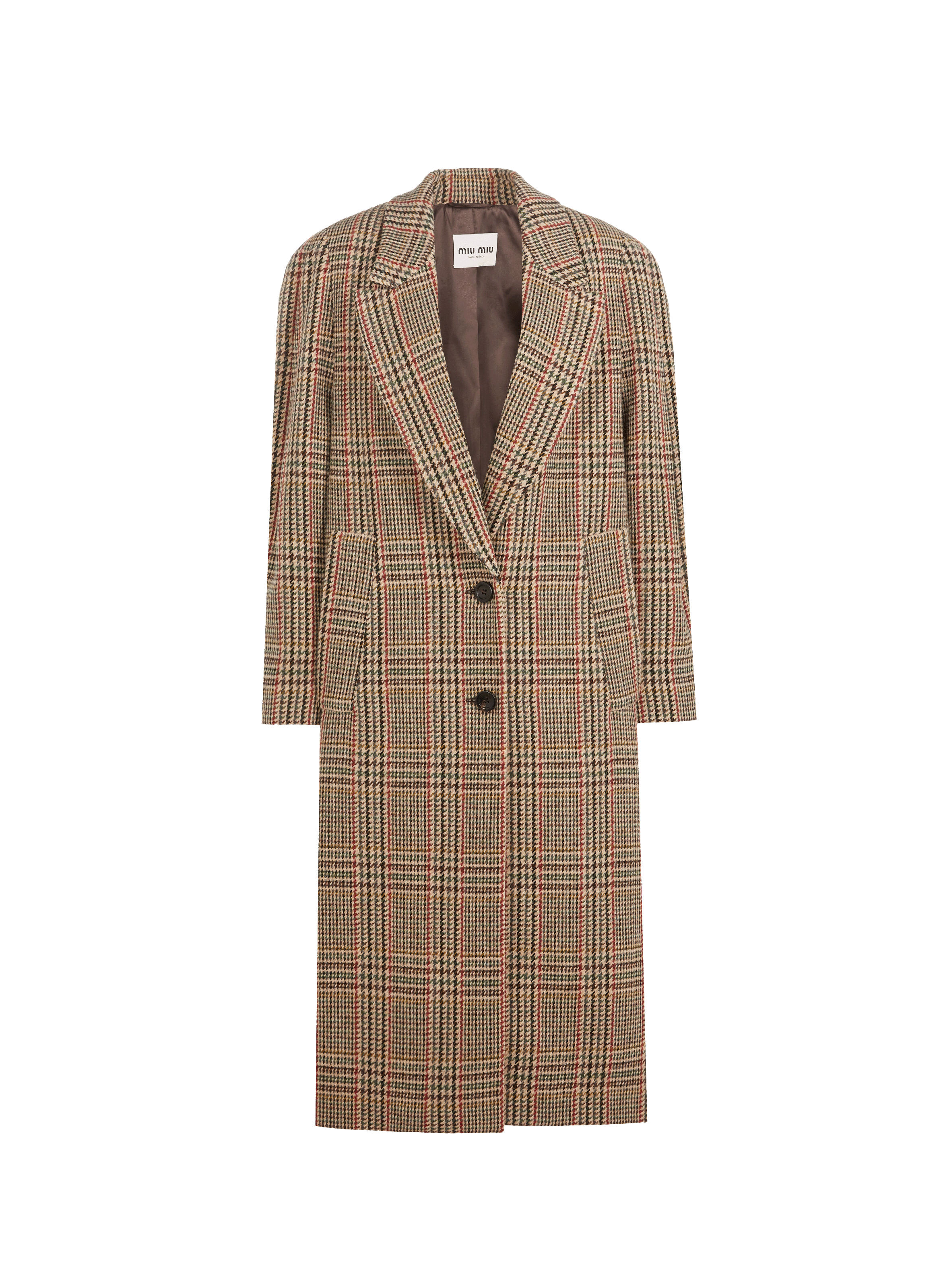 Manteau pied de poule en laine vierge