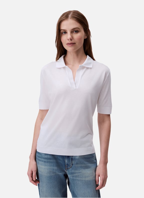 Polo col V Blanc by CALVIN KLEIN CALVIN KLEIN Polo col V Blanc