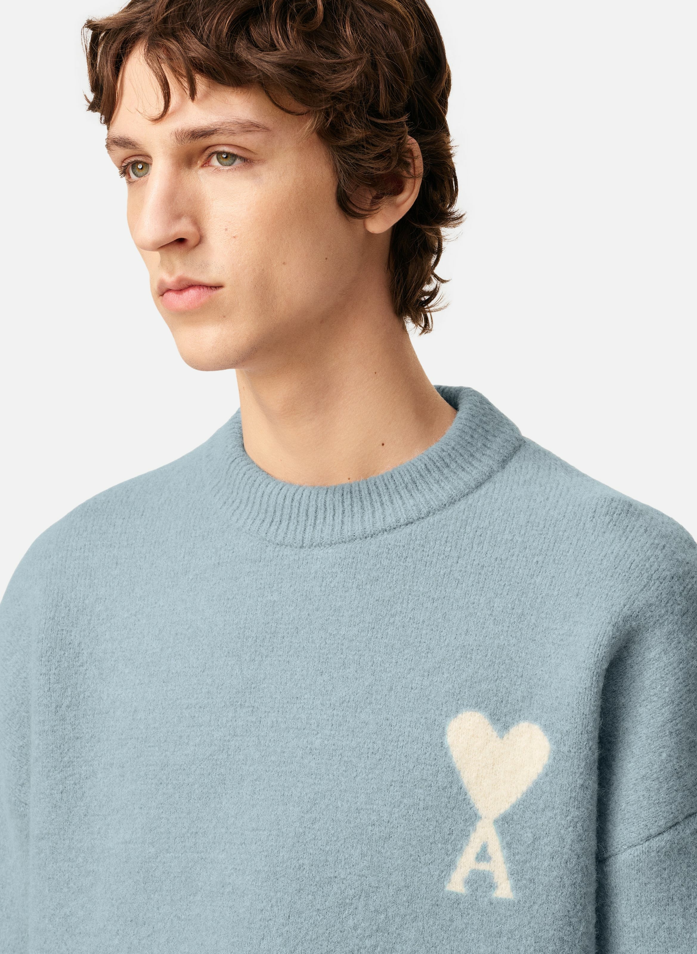 Pull col rond ami de coeur en alpaga unisexe AMI PARIS Bleu