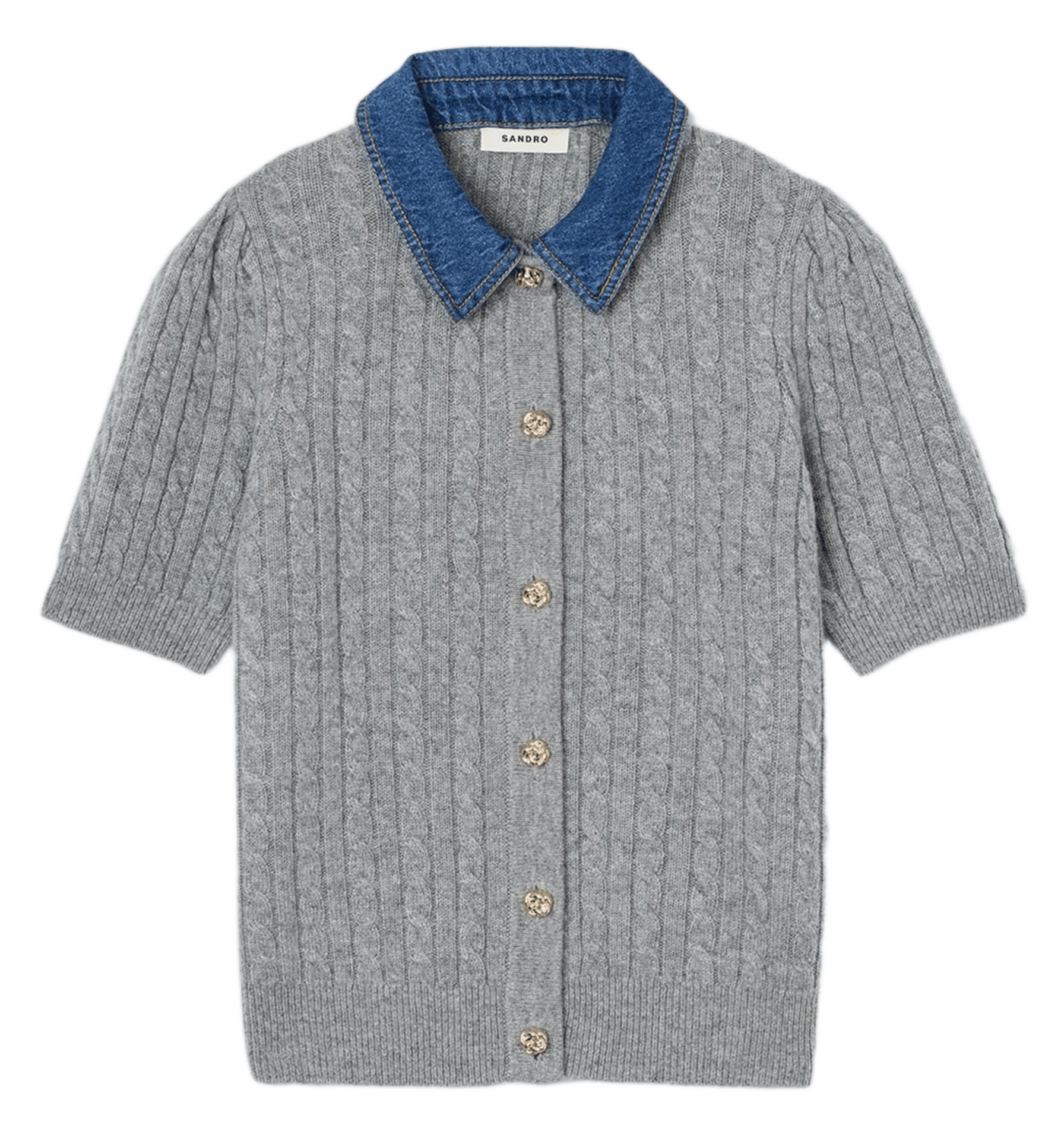 Cardigan droit en laine mélangée SANDRO Gris