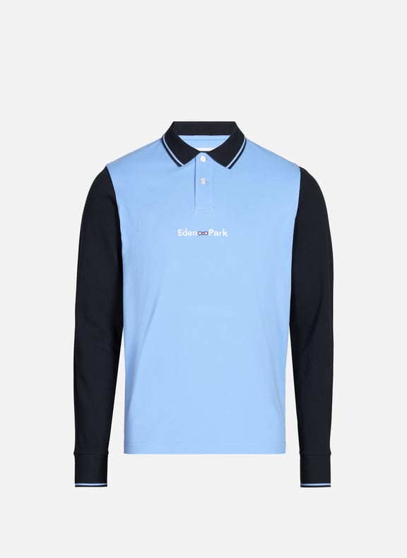 Long-sleeved cotton polo shirt Blue by EDEN PARK EDEN PARK Long-sleeved cotton polo shirt Blue
