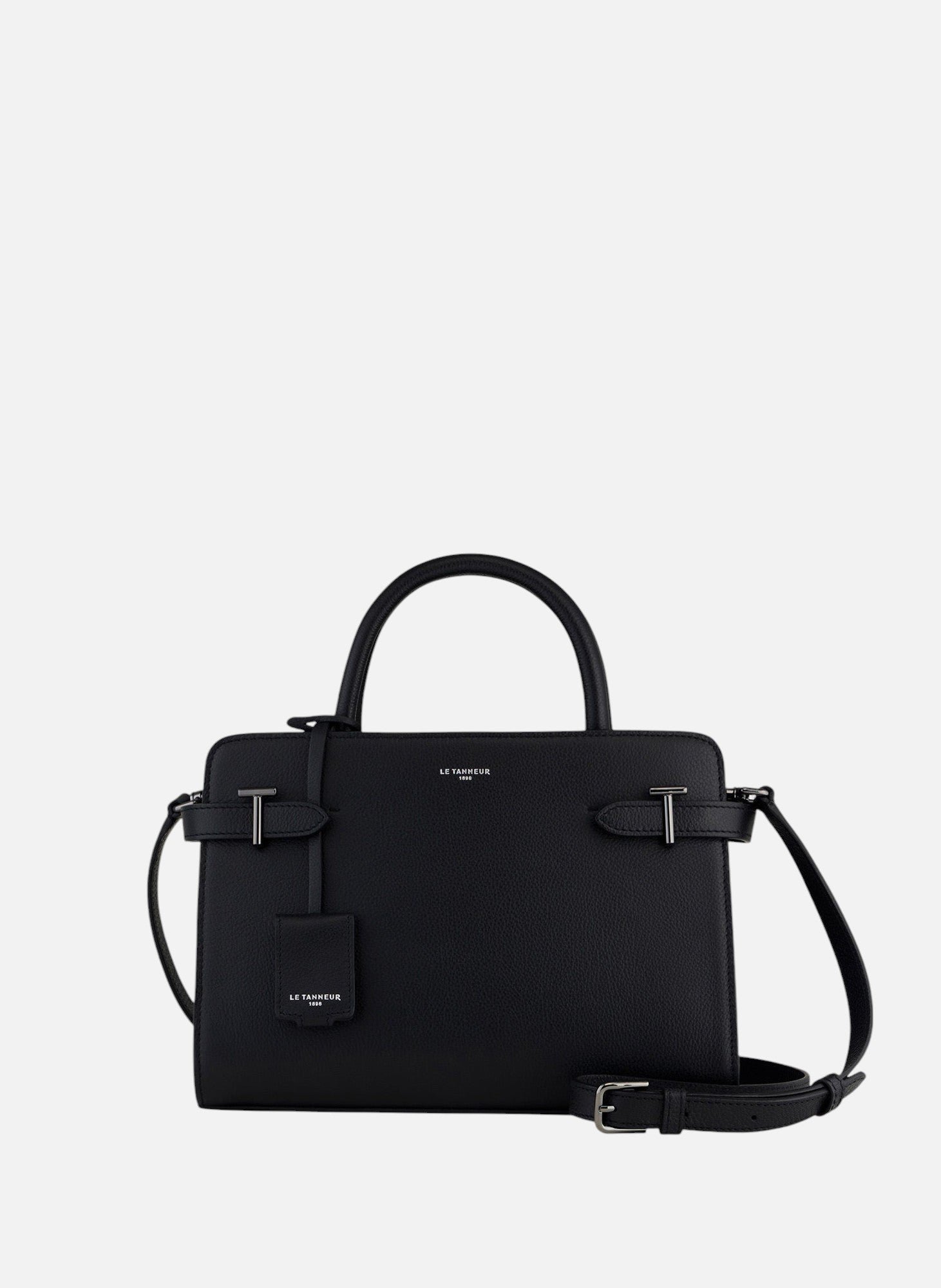 Sac à main moyen modèle emilie en cuir grainé LE TANNEUR Noir