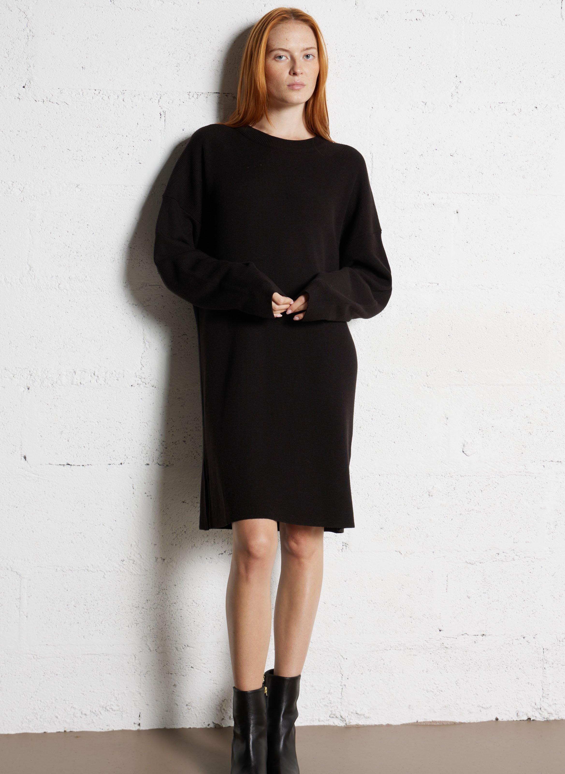 Robe pull col rond Falaise SOEUR Marron