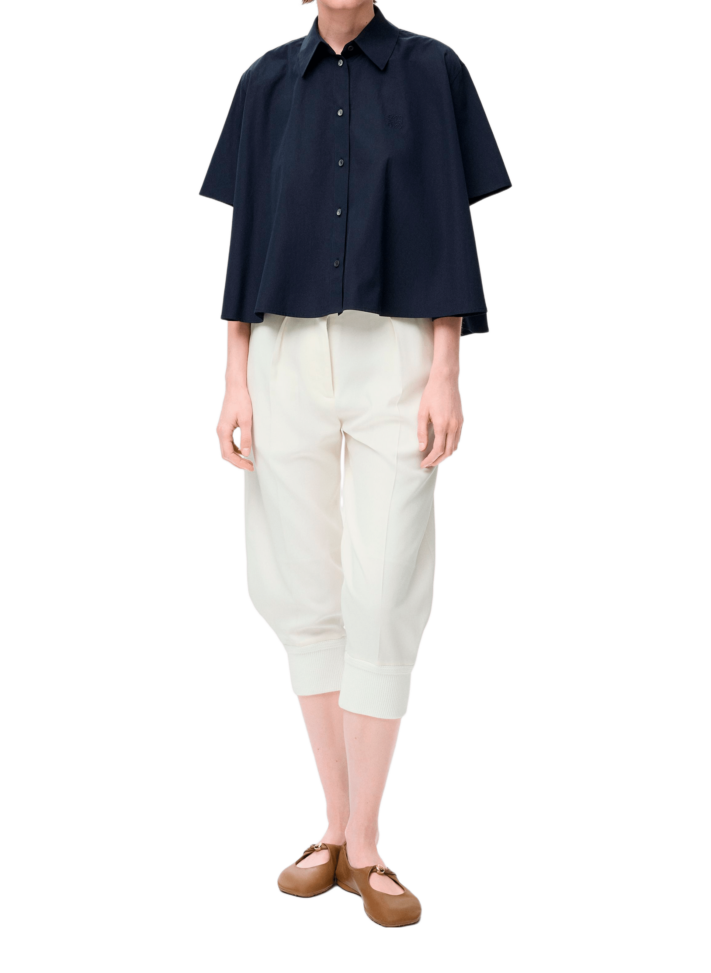 Short-sleeved trapeze shirt in blended cotton LOEWE Blue