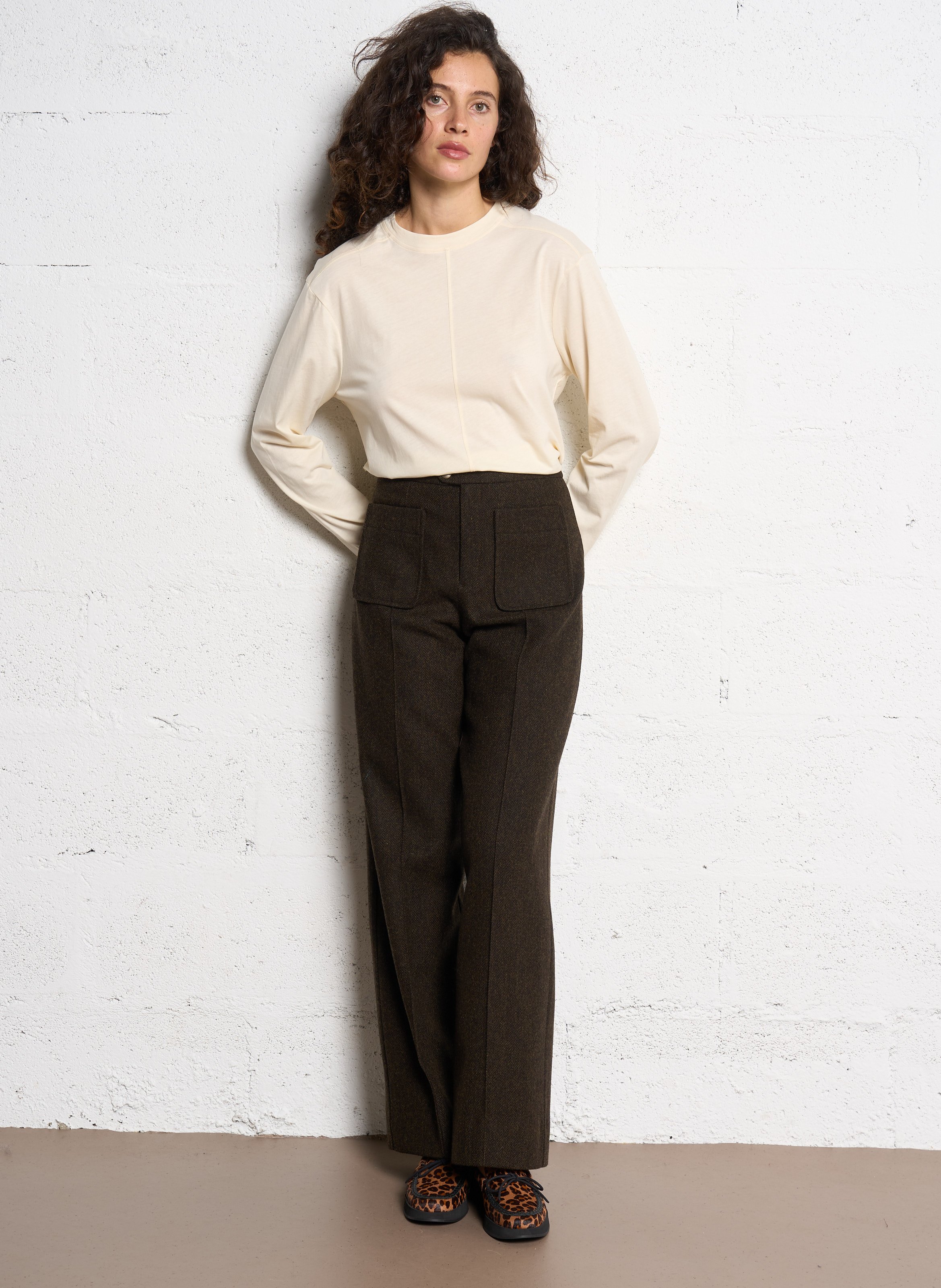 Tee-shirt col rond en coton adelie SOEUR Beige