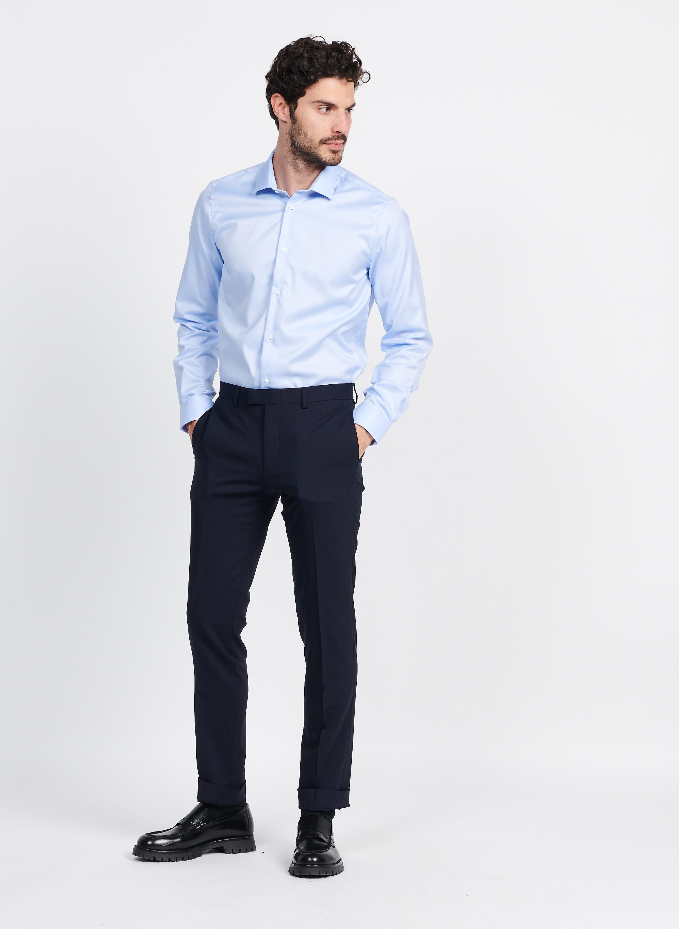 Pantalon de costume regular-fit en laine SANDRO Bleu