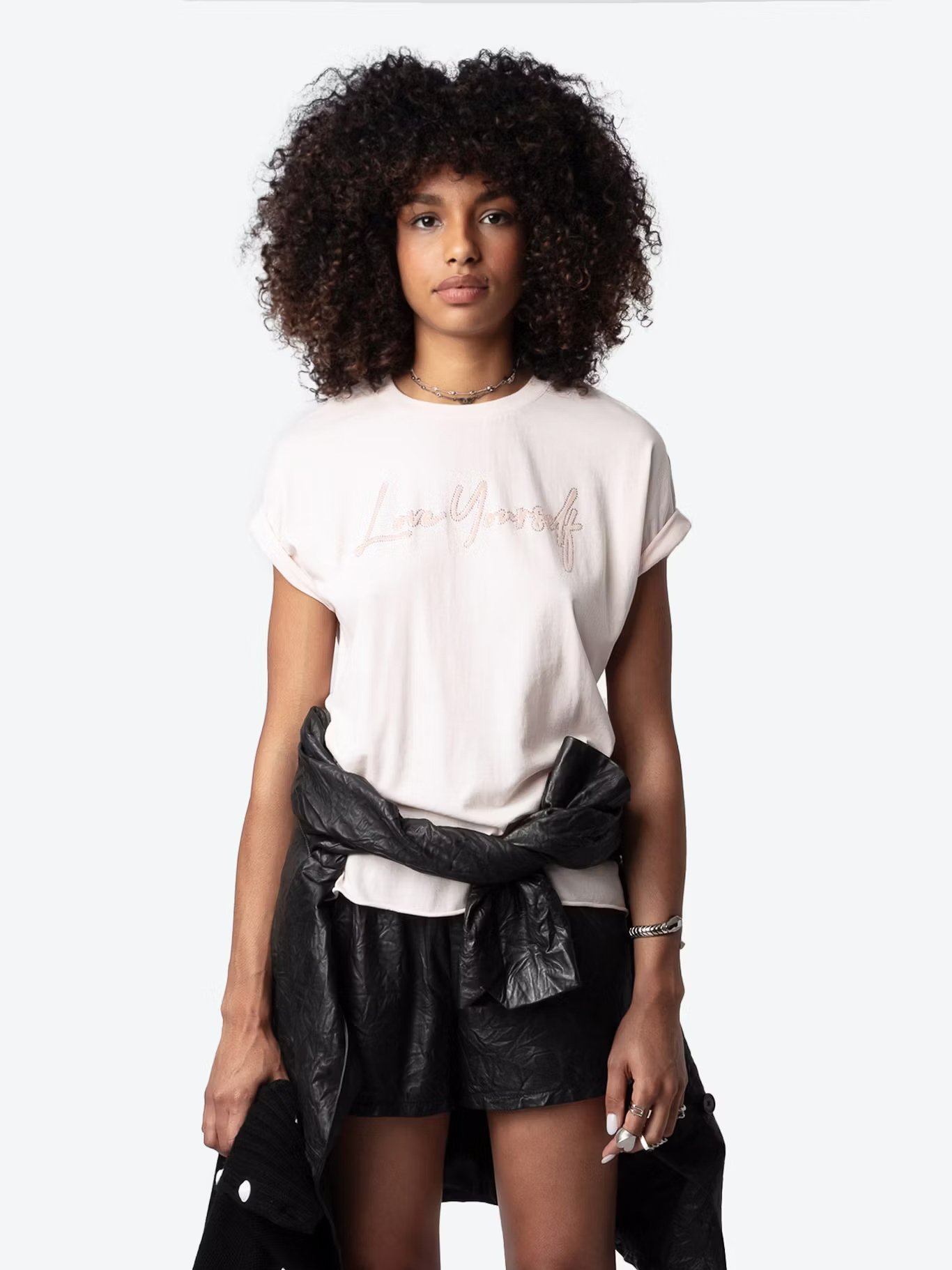 Tee-shirt col rond en coton bio tommer ZADIG&VOLTAIRE Rose