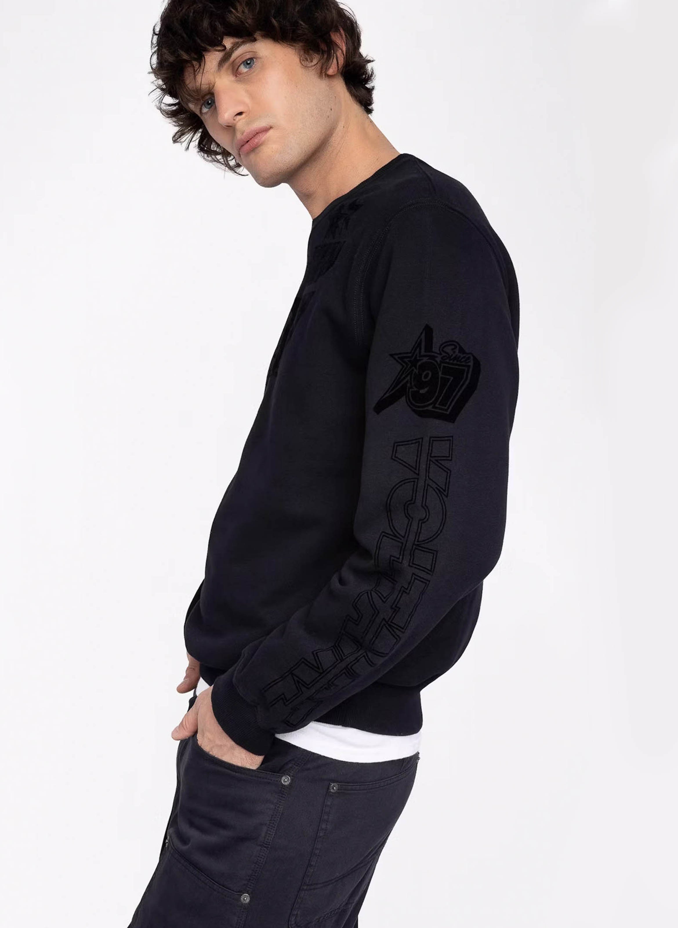 Sweat droit col rond en coton mélangé aime ZADIG&VOLTAIRE Noir