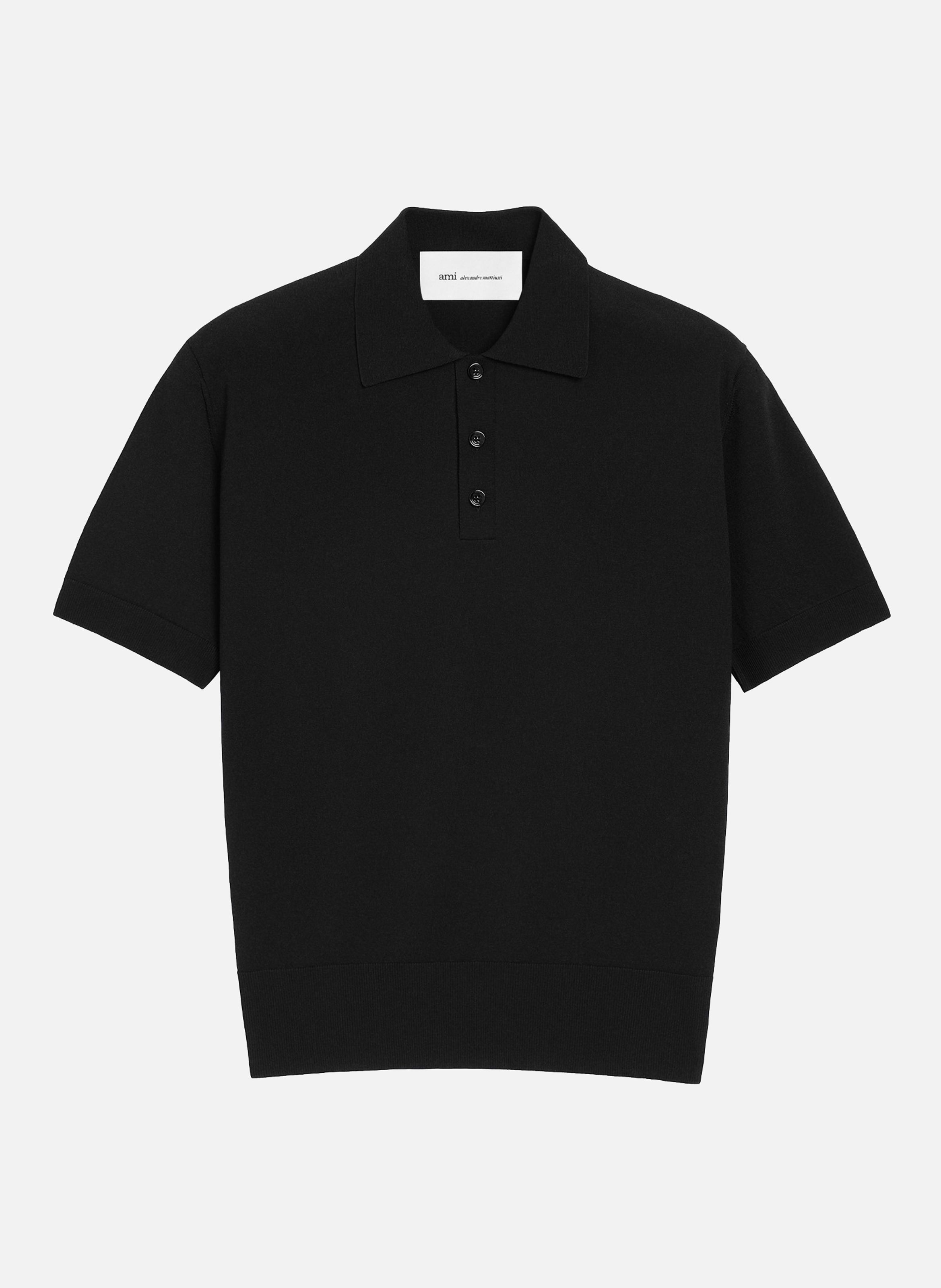 Polo manches courtes en maille AMI PARIS Noir