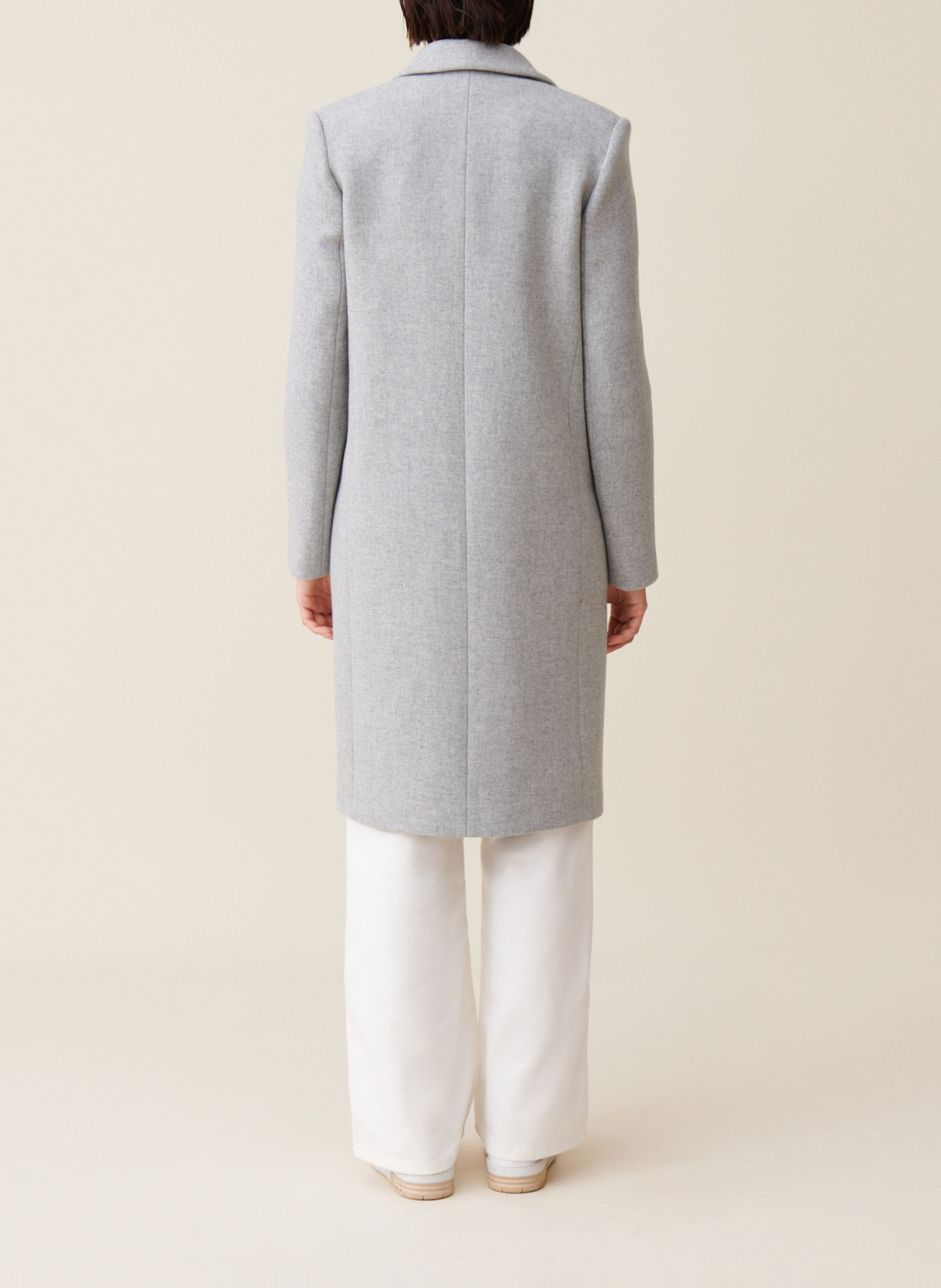 Manteau droit col tailleur en laine mélangée CLAUDIE PIERLOT Gris