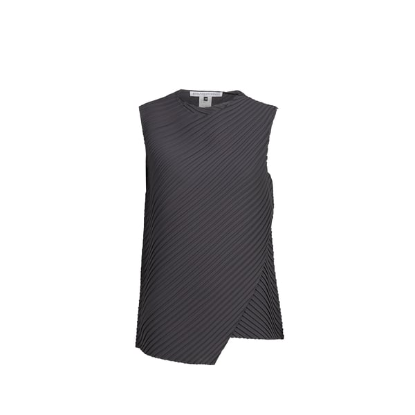 Top plissé asymétrique à col rond Top plissé asymétrique à col rond