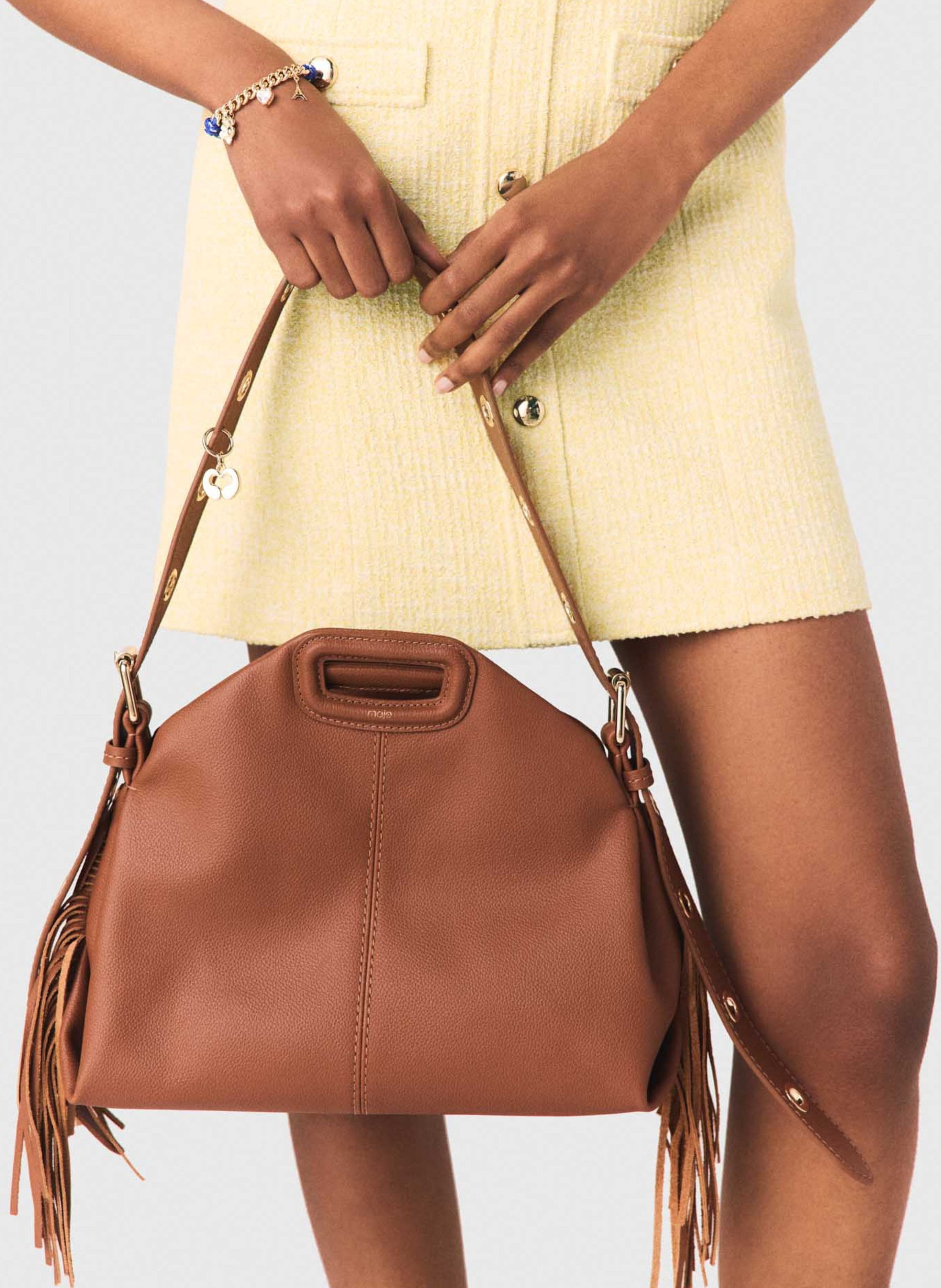 Sac bandoulière en cuir miss m MAJE Marron