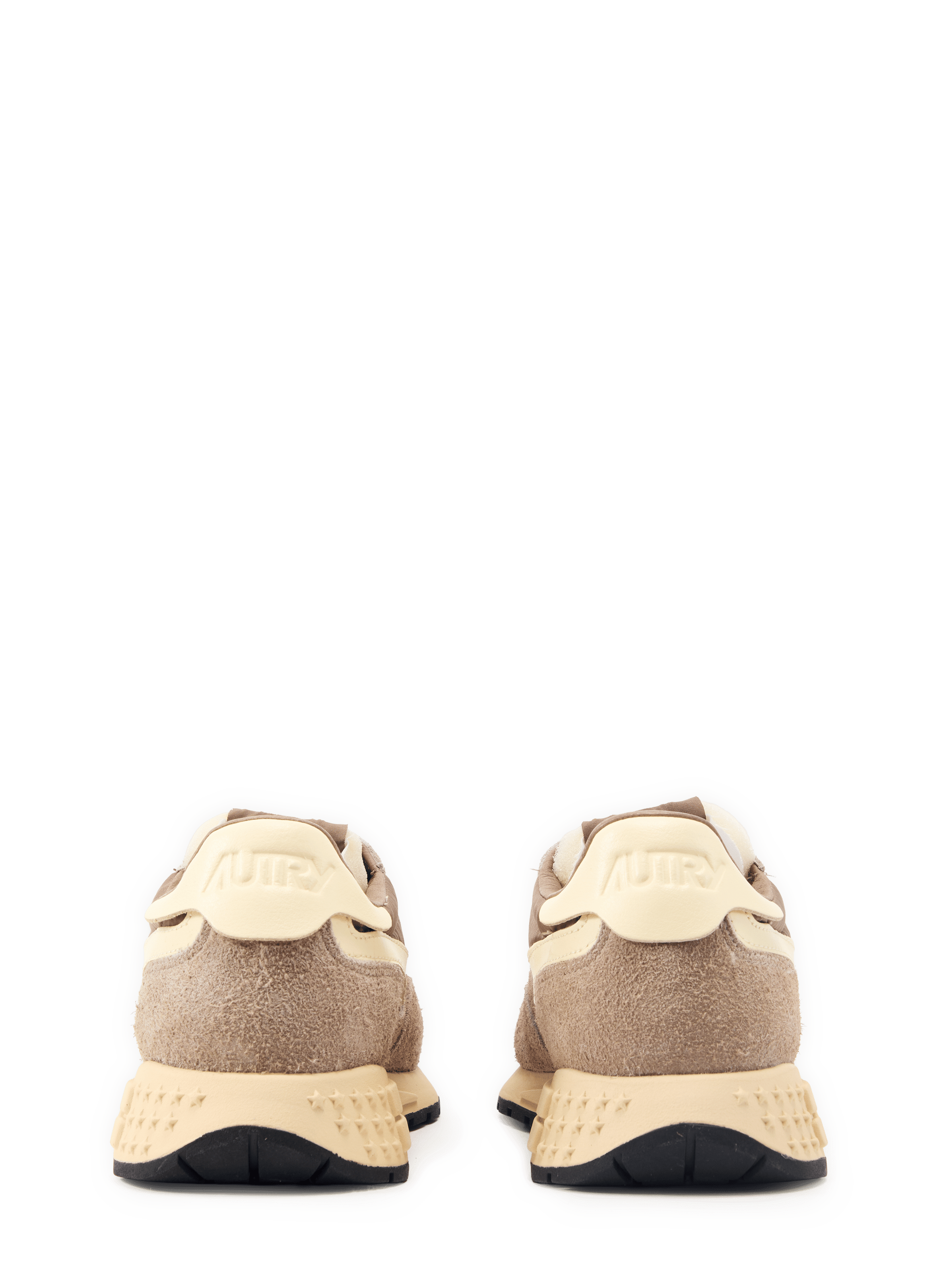 Baskets crantées en cuir mélangé Marron