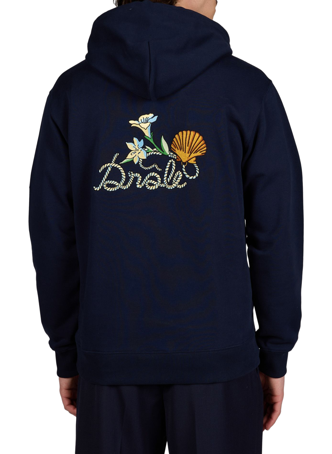 Embroidered cotton hoodie sweatshirt DROLE DE MONSIEUR Blue